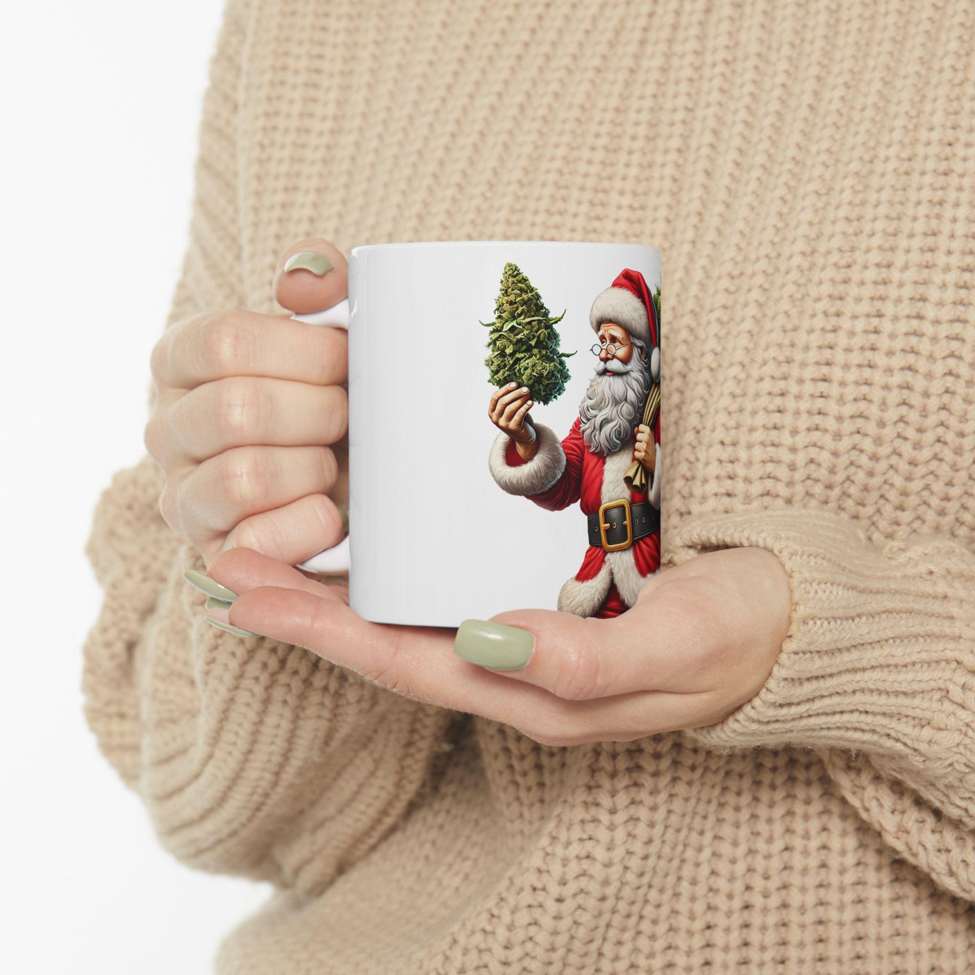 WEED SANTA - Weed Coffee Mug (11oz) - Christmas Gift for Weed Smokers, Stoners, Growers; Wake & Bake / 420 Mug, Weed / Christmas Mug