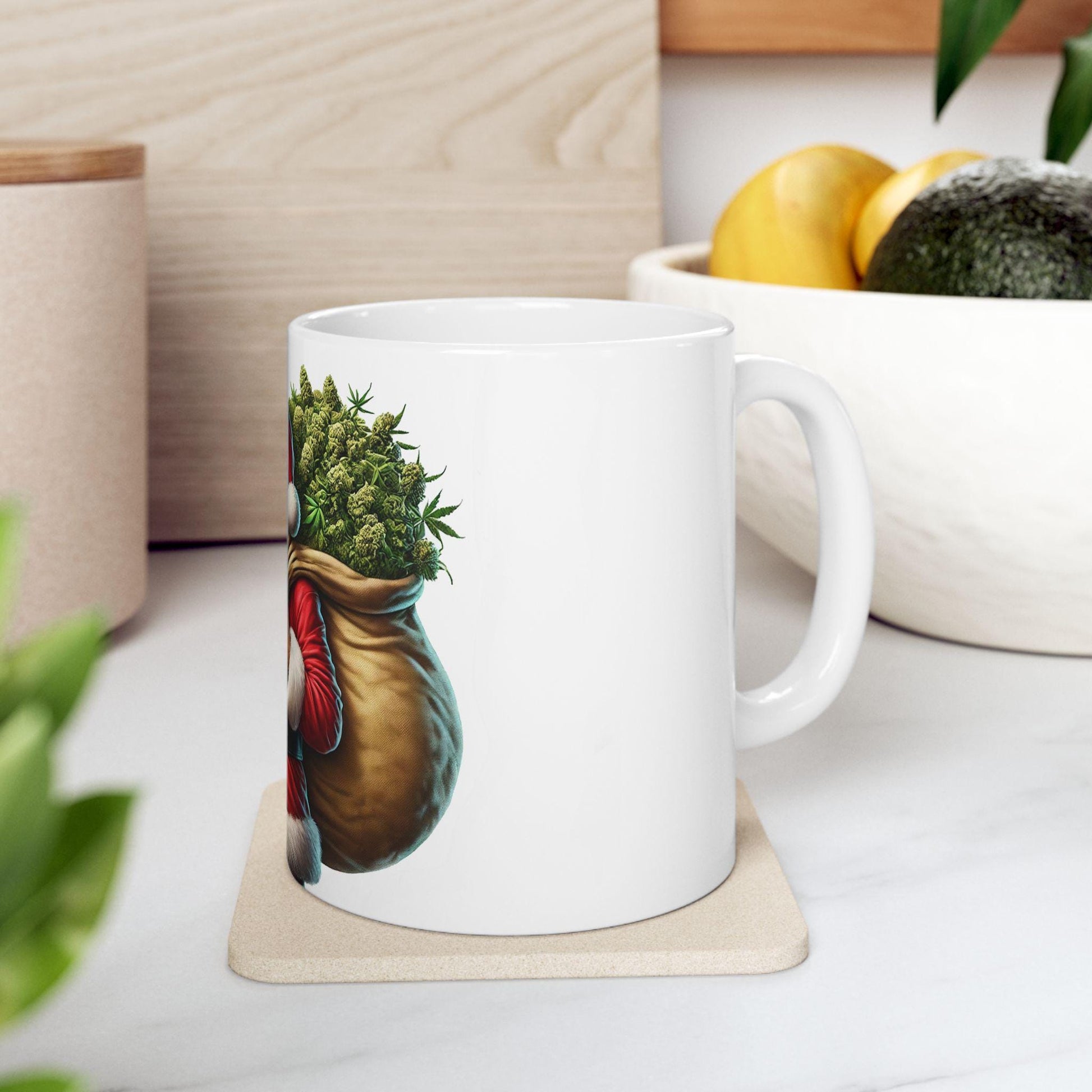 WEED SANTA - Weed Coffee Mug (11oz) - Christmas Gift for Weed Smokers, Stoners, Growers; Wake & Bake / 420 Mug, Weed / Christmas Mug