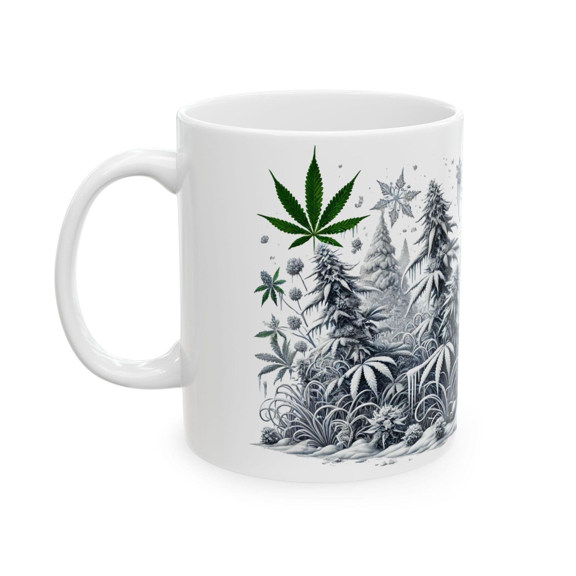 SNOWY WEED MUG - Weed Coffee Mug (11oz) - 420 Winter Gift for Weed Smokers, Stoners, Growers; Wake & Bake / 420 Mug, Weed / Christmas Mug