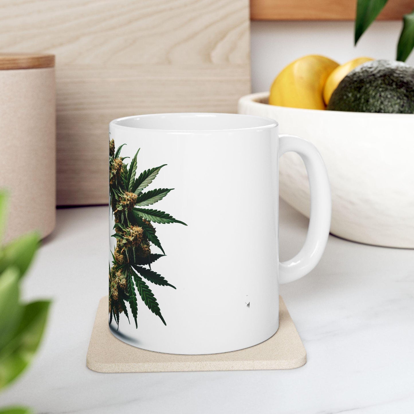 WEED WREATH - Weed Coffee Mug (11oz) - Stoner Christmas Gift for Weed Smokers, Stoners, Growers; Wake & Bake / 420 Mug, Weed / Christmas Mug