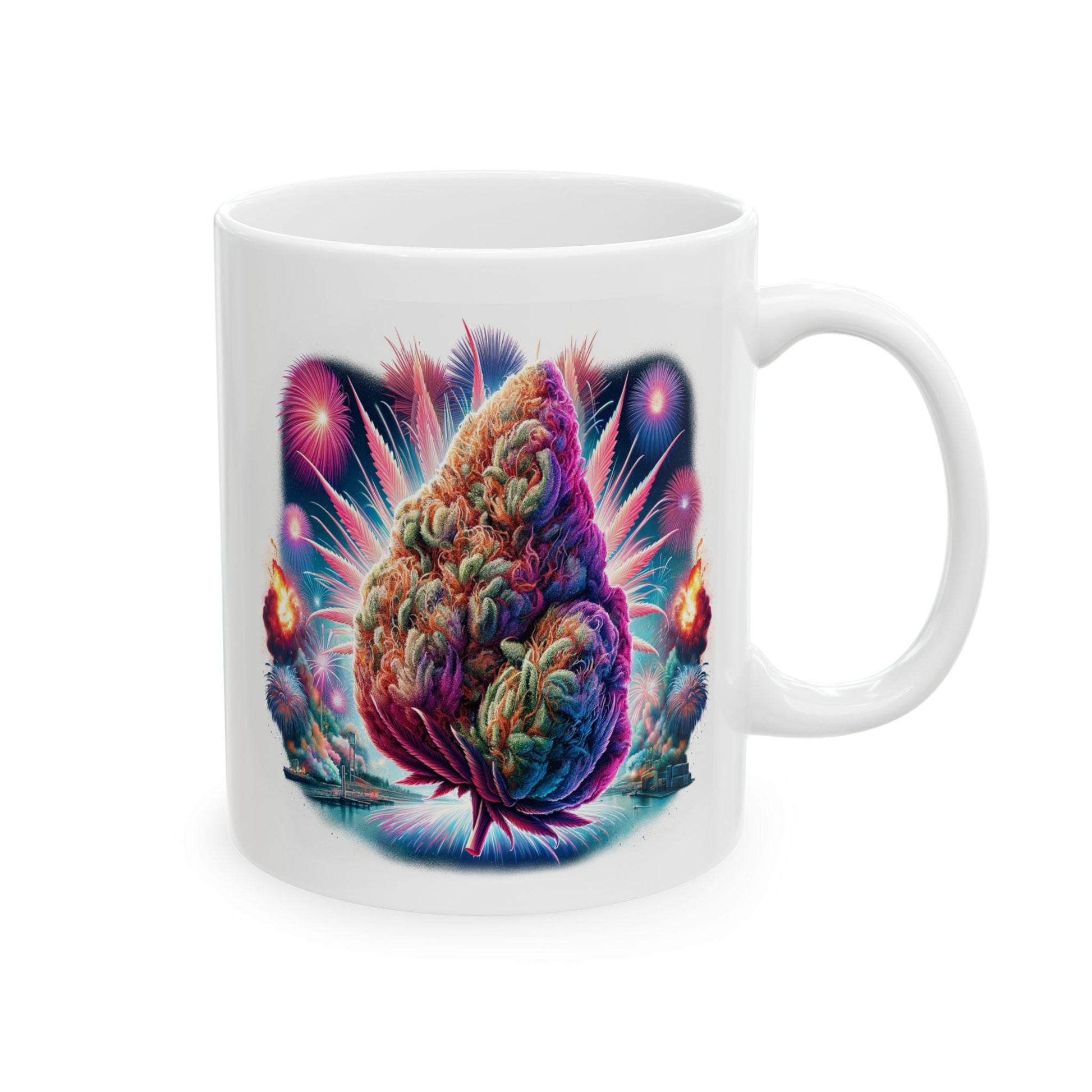 420 WEED FIREWORKS - Weed Coffee Mug (11oz) - 4th of July Gift for Stoners, Smokers, Growers; Wake & Bake / 420 Mug, Weed / 4th of July Mug