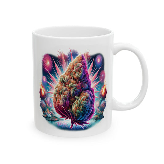 420 WEED FIREWORKS - Weed Coffee Mug (11oz) - 4th of July Gift for Stoners, Smokers, Growers; Wake & Bake / 420 Mug, Weed / 4th of July Mug