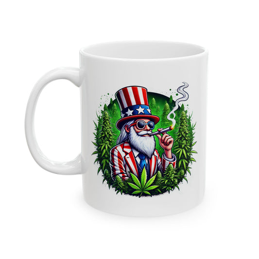 420 UNCLE SAM - Weed Coffee Mug (11oz) - 4th of July Gift for Stoners, Smokers, Growers; Wake & Bake / 420 America Mug / Uncle Sam Mug