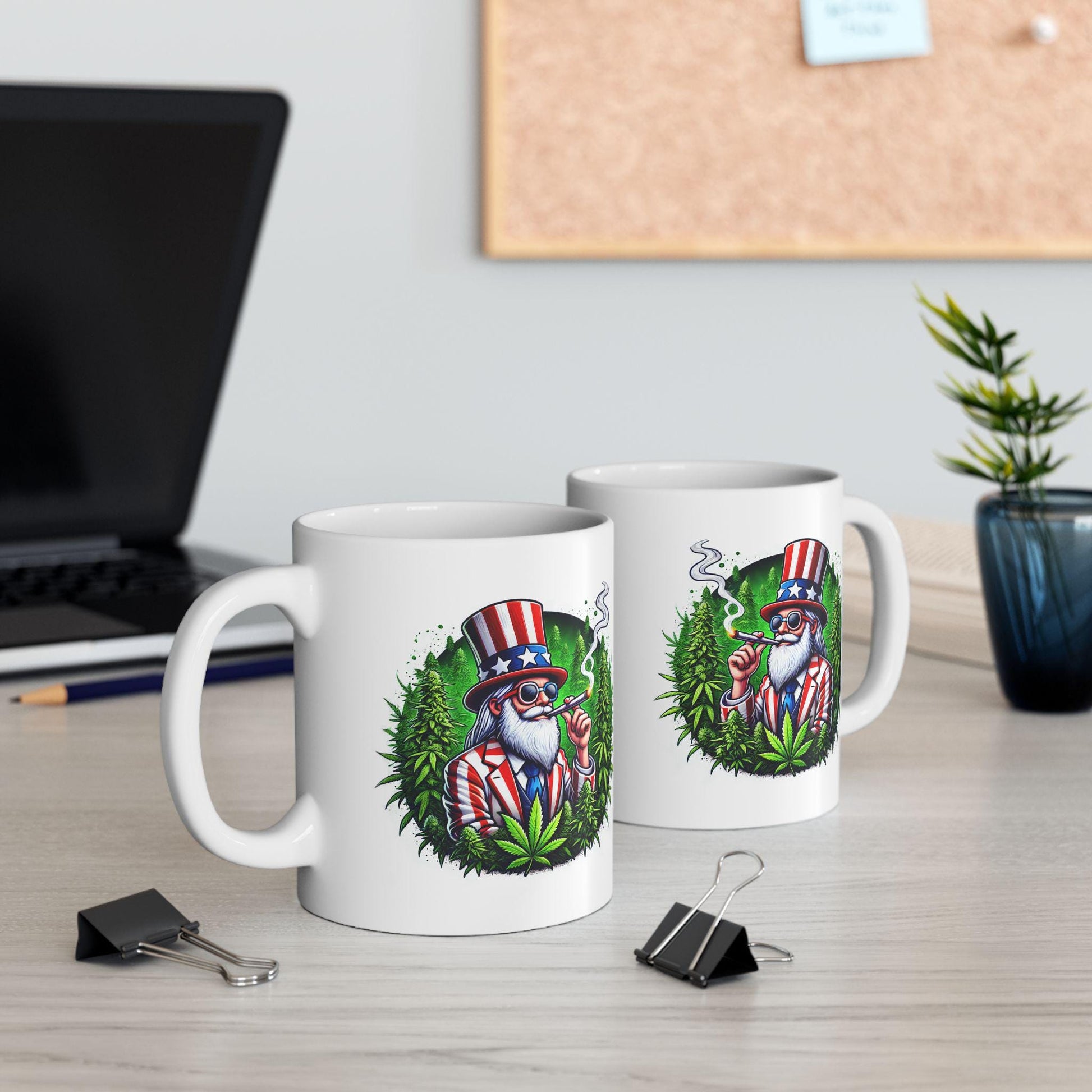 420 UNCLE SAM - Weed Coffee Mug (11oz) - 4th of July Gift for Stoners, Smokers, Growers; Wake & Bake / 420 America Mug / Uncle Sam Mug