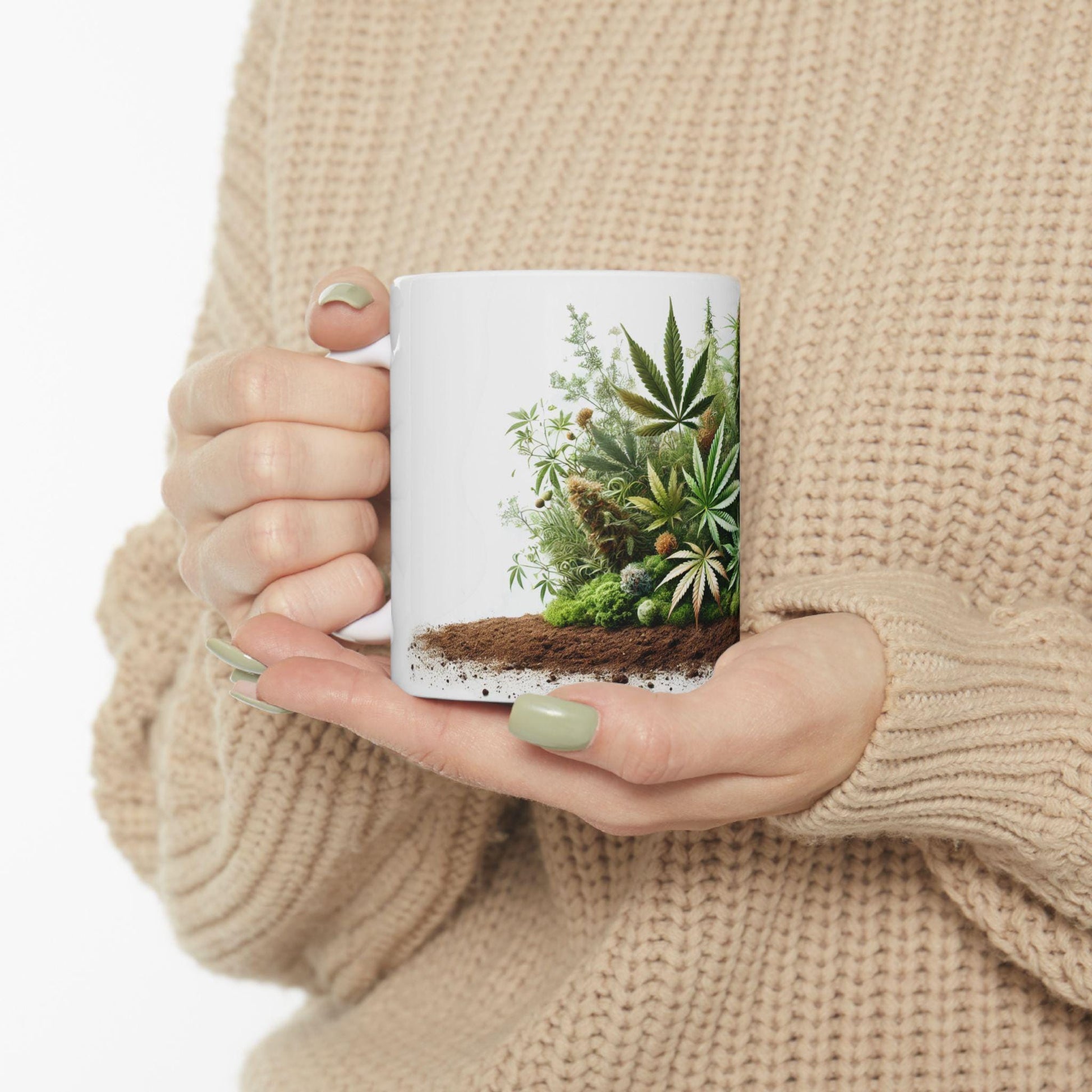 EARTHY WEED - Weed Coffee Mug (11oz) - Earth Day Gift for Stoners, Weed Smokers, Growers; Wake & Bake / 420 Cannabis Mug / Earth Day Mug