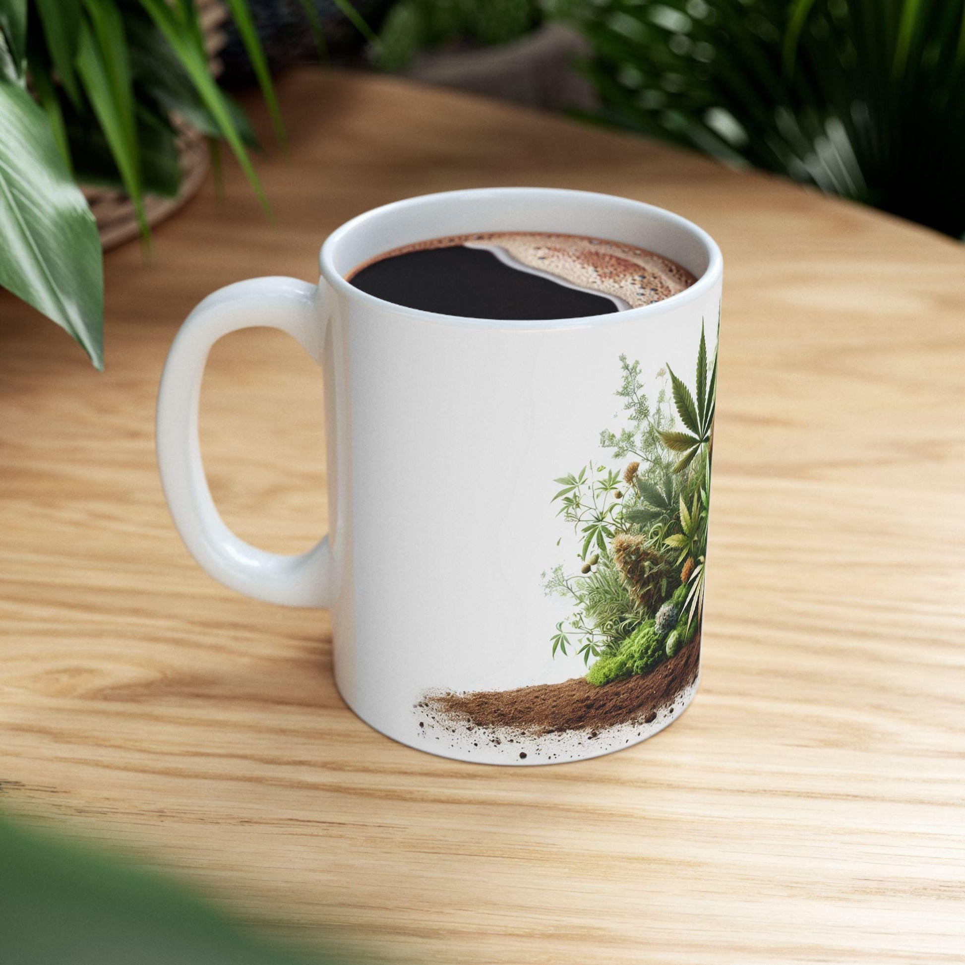 EARTHY WEED - Weed Coffee Mug (11oz) - Earth Day Gift for Stoners, Weed Smokers, Growers; Wake & Bake / 420 Cannabis Mug / Earth Day Mug