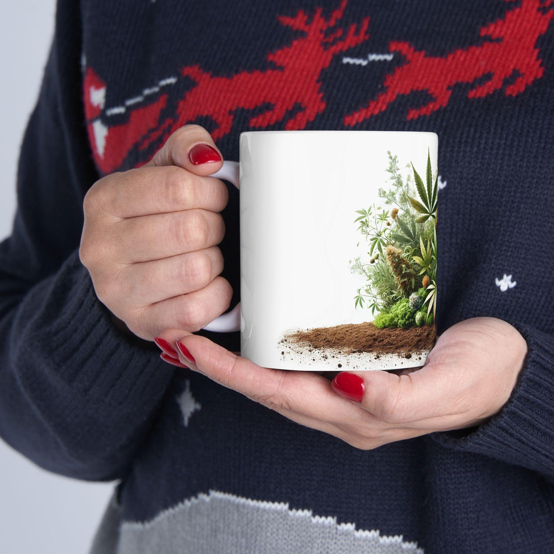 EARTHY WEED - Weed Coffee Mug (11oz) - Earth Day Gift for Stoners, Weed Smokers, Growers; Wake & Bake / 420 Cannabis Mug / Earth Day Mug