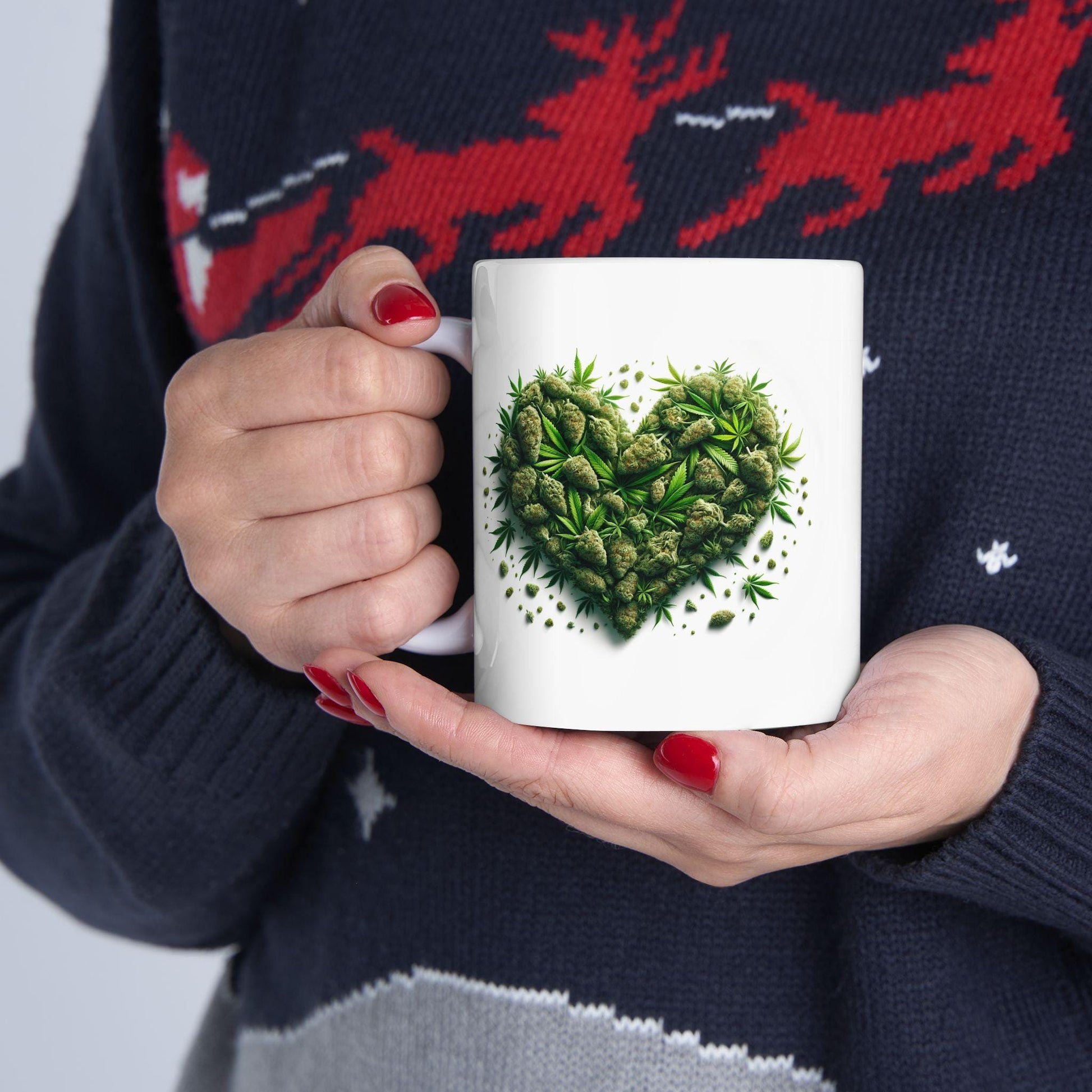 WEED HEART - Weed Coffee Mug (11oz) - Stoner Gift for Couples, Gift for Girlfriend/Boyfriend; Wake & Bake / Weed Mug / Valentines Day Mug