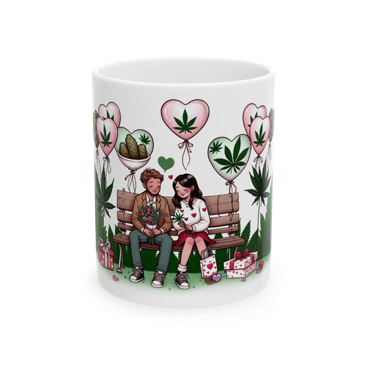 420 VALENTINES DAY - Weed Coffee Mug (11oz) - Stoner Gift for Couples, Gift for Girlfriend/Boyfriend; Wake & Bake / Stoner Valentine Day Mug