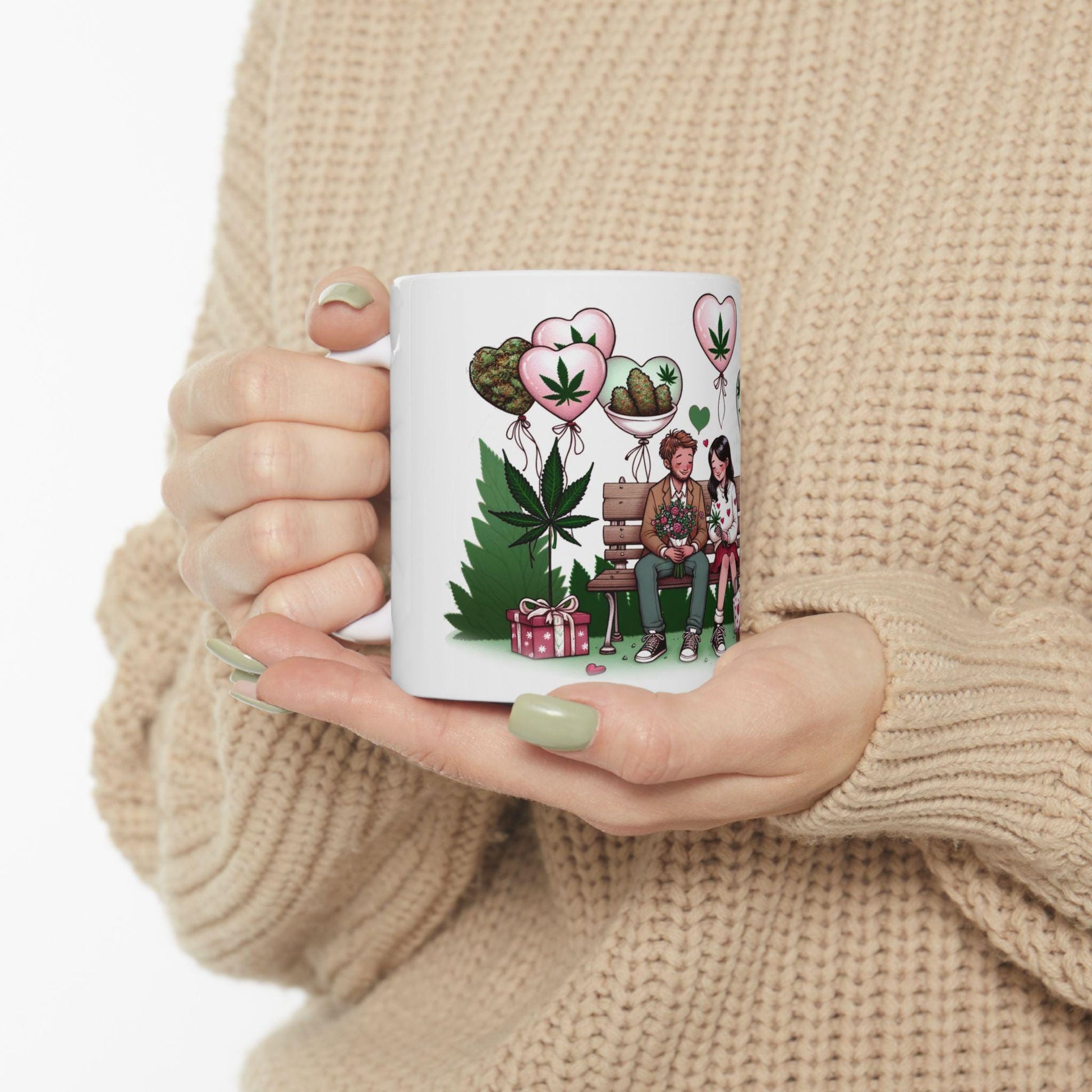 420 VALENTINES DAY - Weed Coffee Mug (11oz) - Stoner Gift for Couples, Gift for Girlfriend/Boyfriend; Wake & Bake / Stoner Valentine Day Mug