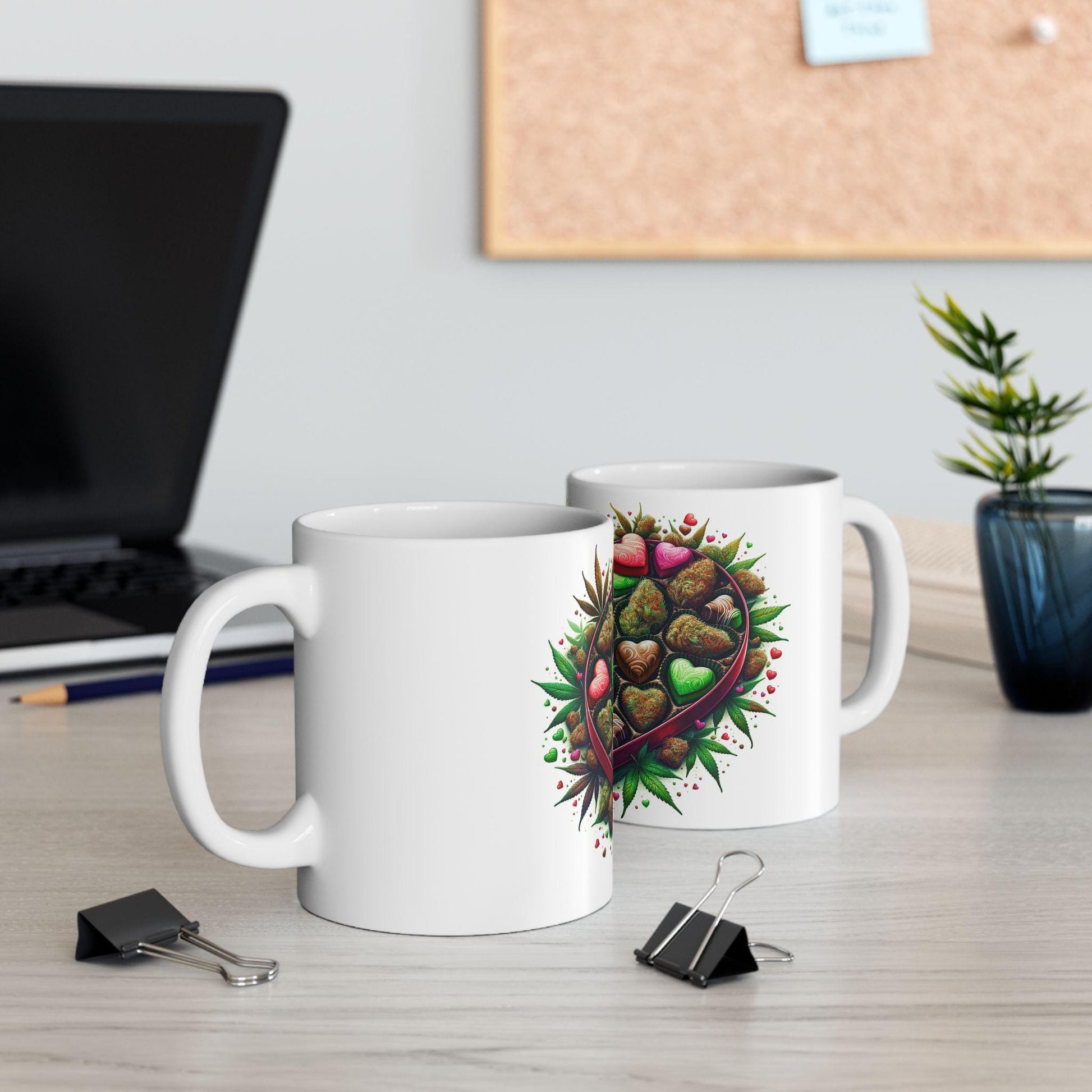 420 WEED CHOCOLATE HEART - Weed Coffee Mug (11oz) - Stoner Gift for Couples, Gift for Girlfriend/Boyfriend; Wake & Bake / Valentines Day Mug