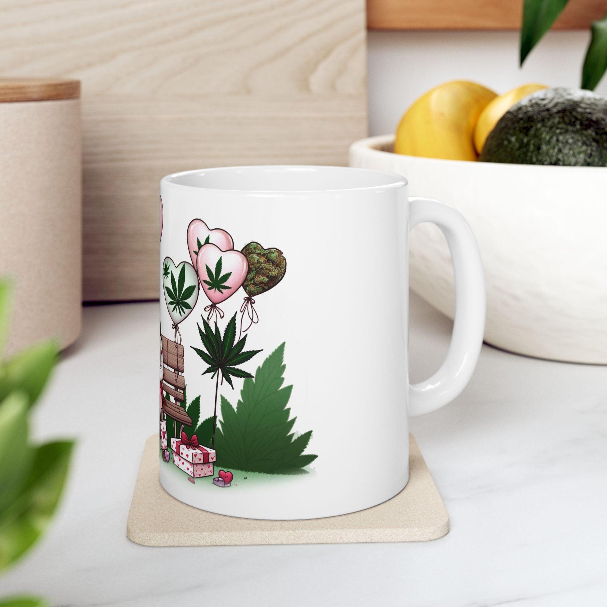 420 VALENTINES DAY - Weed Coffee Mug (11oz) - Stoner Gift for Couples, Gift for Girlfriend/Boyfriend; Wake & Bake / Stoner Valentine Day Mug