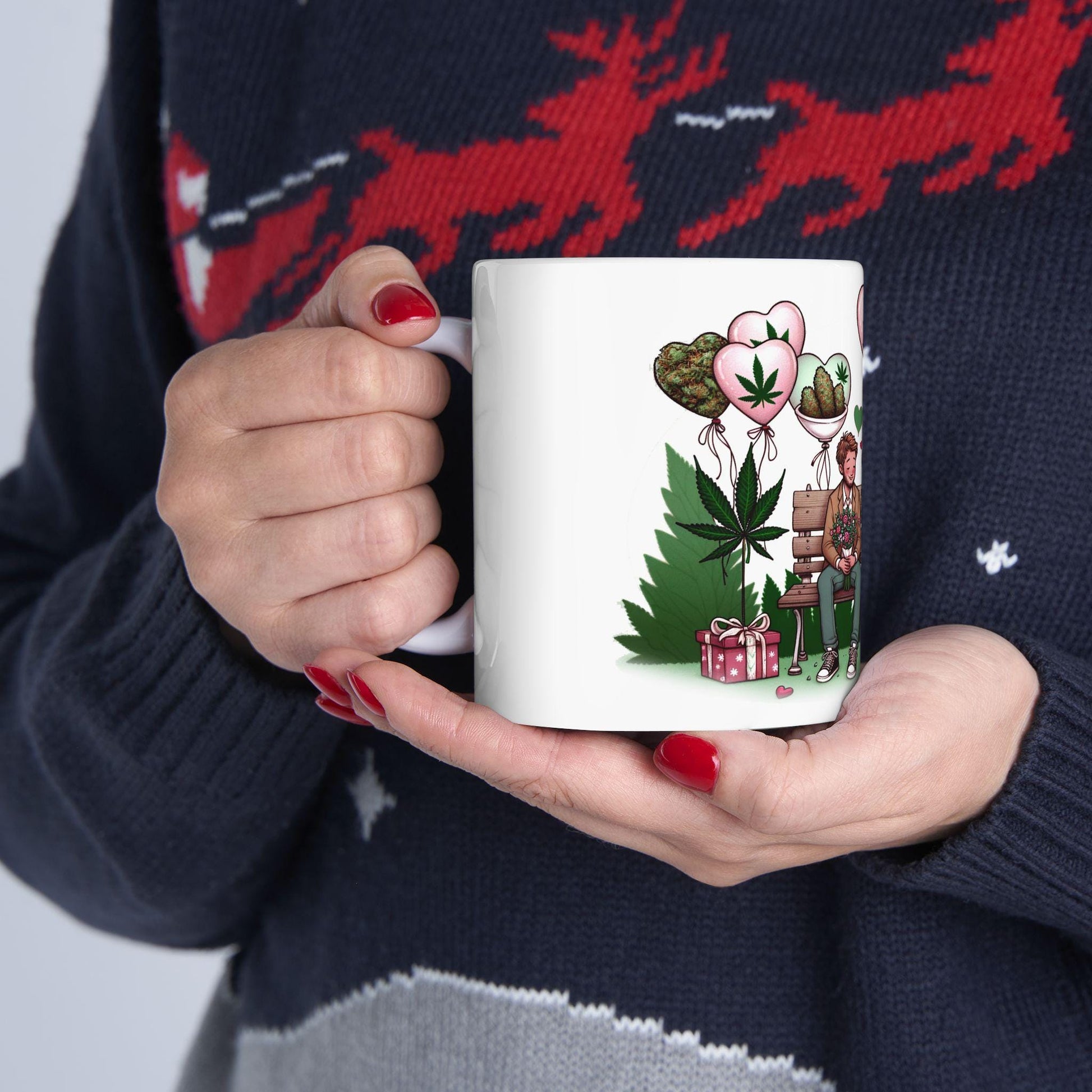 420 VALENTINES DAY - Weed Coffee Mug (11oz) - Stoner Gift for Couples, Gift for Girlfriend/Boyfriend; Wake & Bake / Stoner Valentine Day Mug