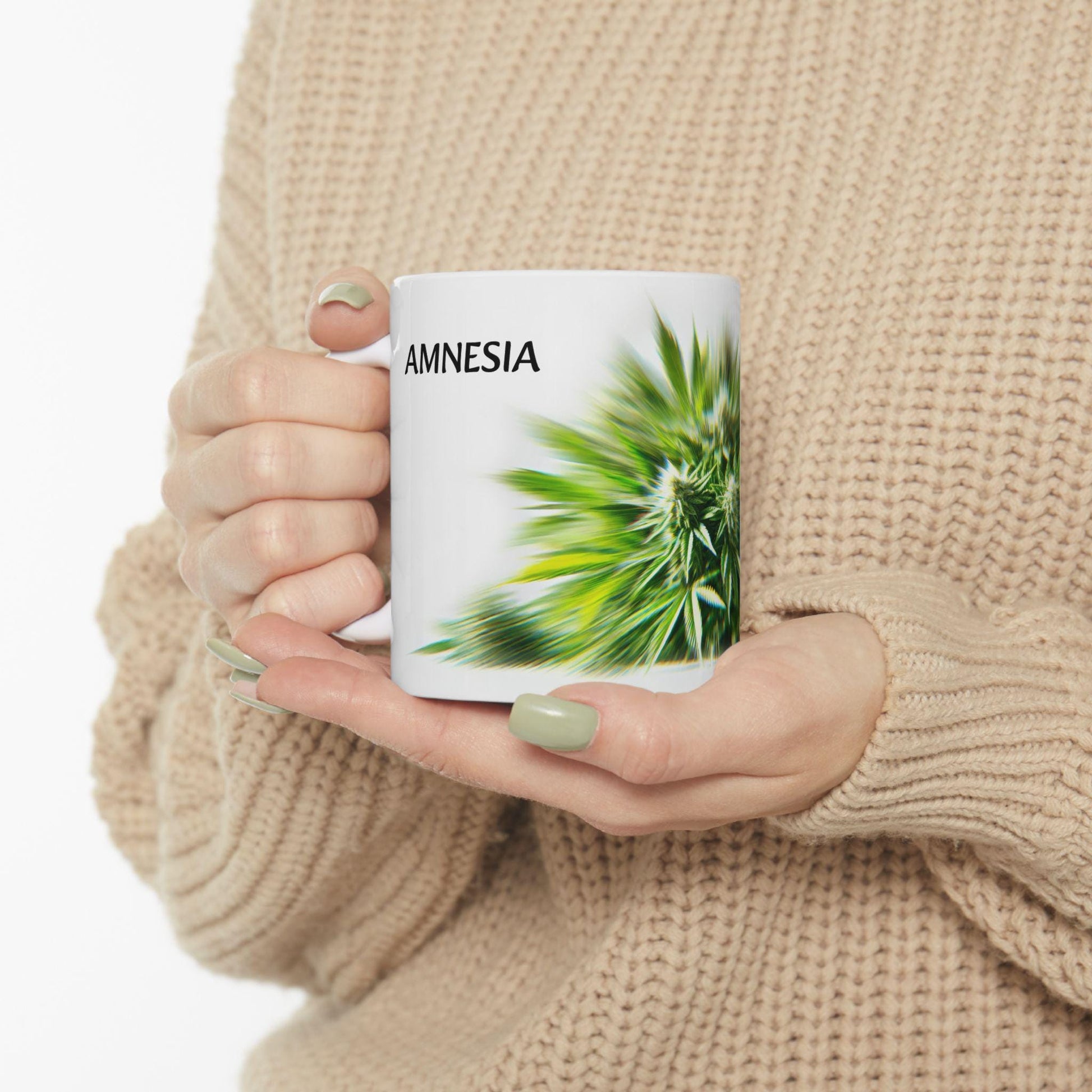 AMNESIA - (11oz) WEED Strain Themed Coffee Mugs - Perfect Gift for Smokers, Stoners/Smokers, Marijuana Lovers; Funny Wake and Bake Mug
