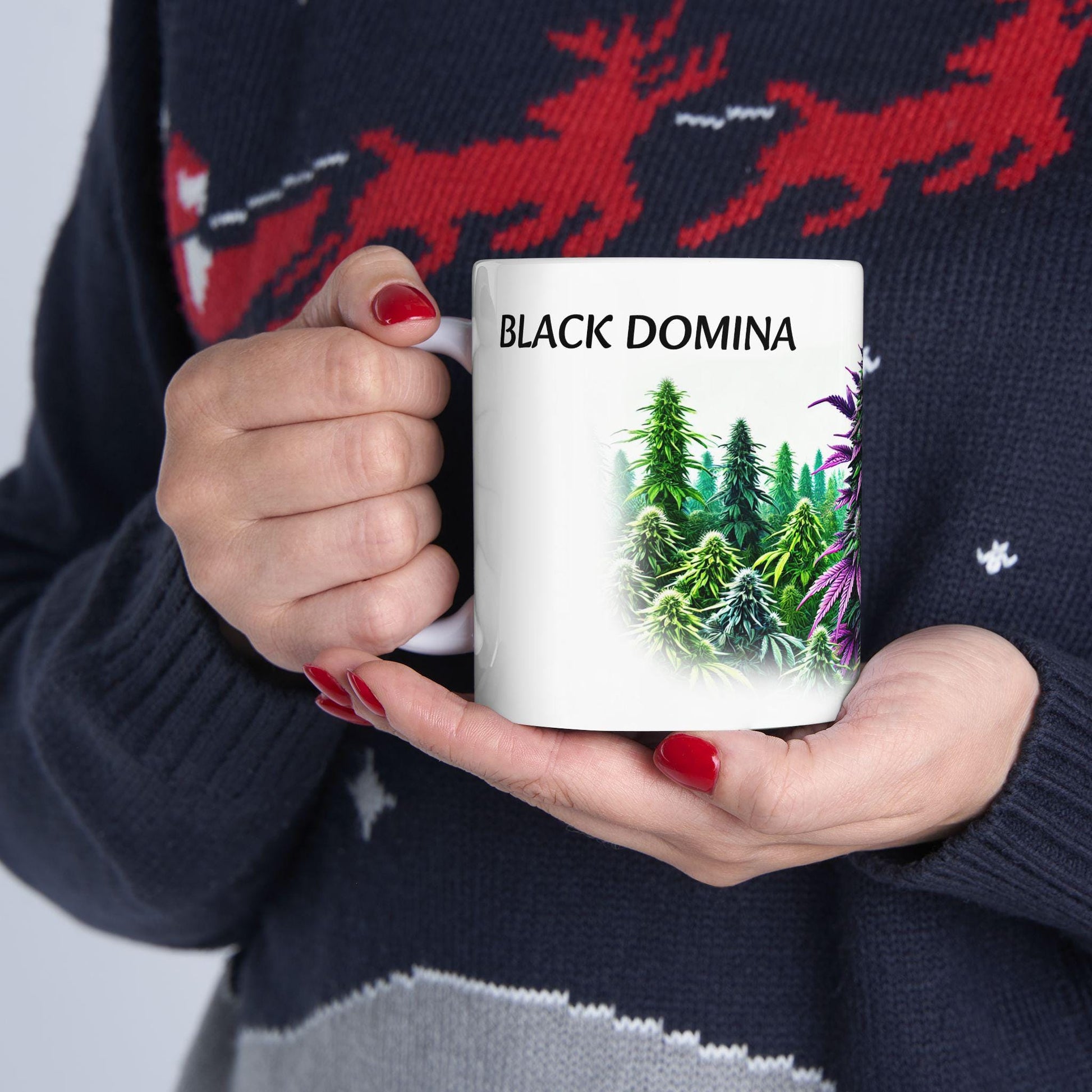 BLACK DOMINA - (11oz) WEED Strain Themed Coffee Mugs - Perfect Gift for Stoners/Smoker, Weed Mug for Marijuana Lovers; Funny Wake & Bake Mug