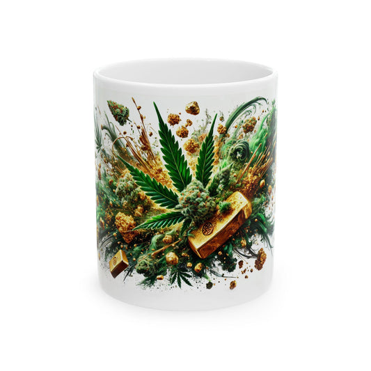 GOLD CRASH - (11oz) Weed Strain Themed Coffee Mugs - Perfect Gift for Stoners, Weed Mug for Cannabis Decor; Funny Wake & Bake Mug , 420 Mug