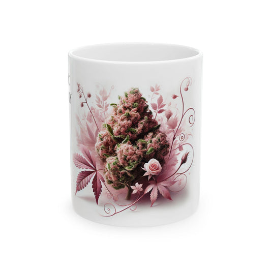 PINK ROZAY - (11oz) Weed Strain Themed Coffee Mugs - Perfect Gift for Stoners, Weed Mug for Cannabis Decor; Funny 420 Wake & Bake Mug
