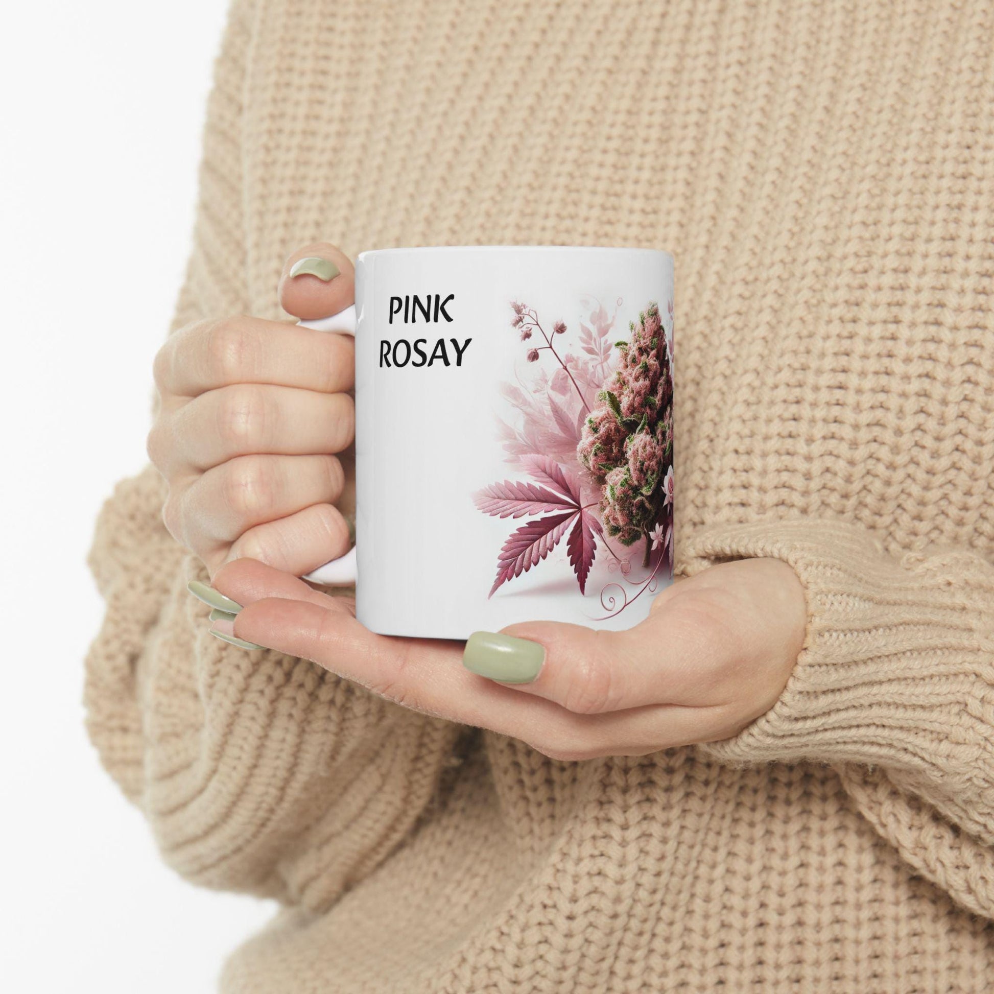 PINK ROZAY - (11oz) Weed Strain Themed Coffee Mugs - Perfect Gift for Stoners, Weed Mug for Cannabis Decor; Funny 420 Wake & Bake Mug