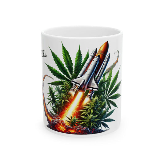 ROCKET FUEL - (11oz) Weed Strain Themed Coffee Mugs - Perfect Gift for Stoners, Weed Mug for Cannabis Decor; 420 Space Wake & Bake Mug
