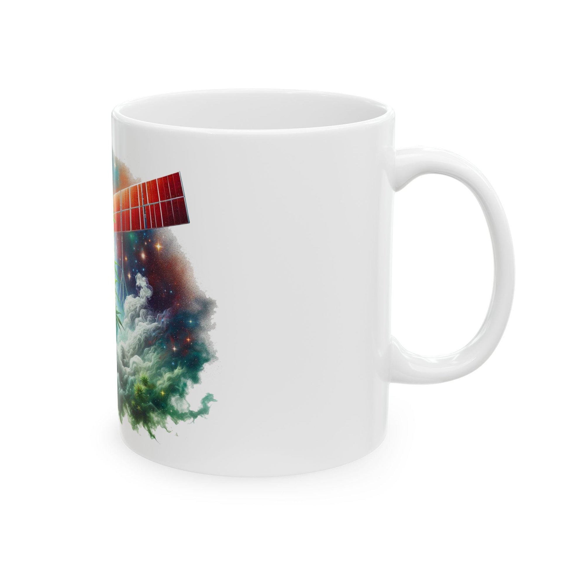 RED SATELLITE - (11oz) Weed Strain Themed Coffee Mugs - Perfect Gift for Stoners, Weed Mug for Cannabis Decor; 420 Space Wake & Bake Mug