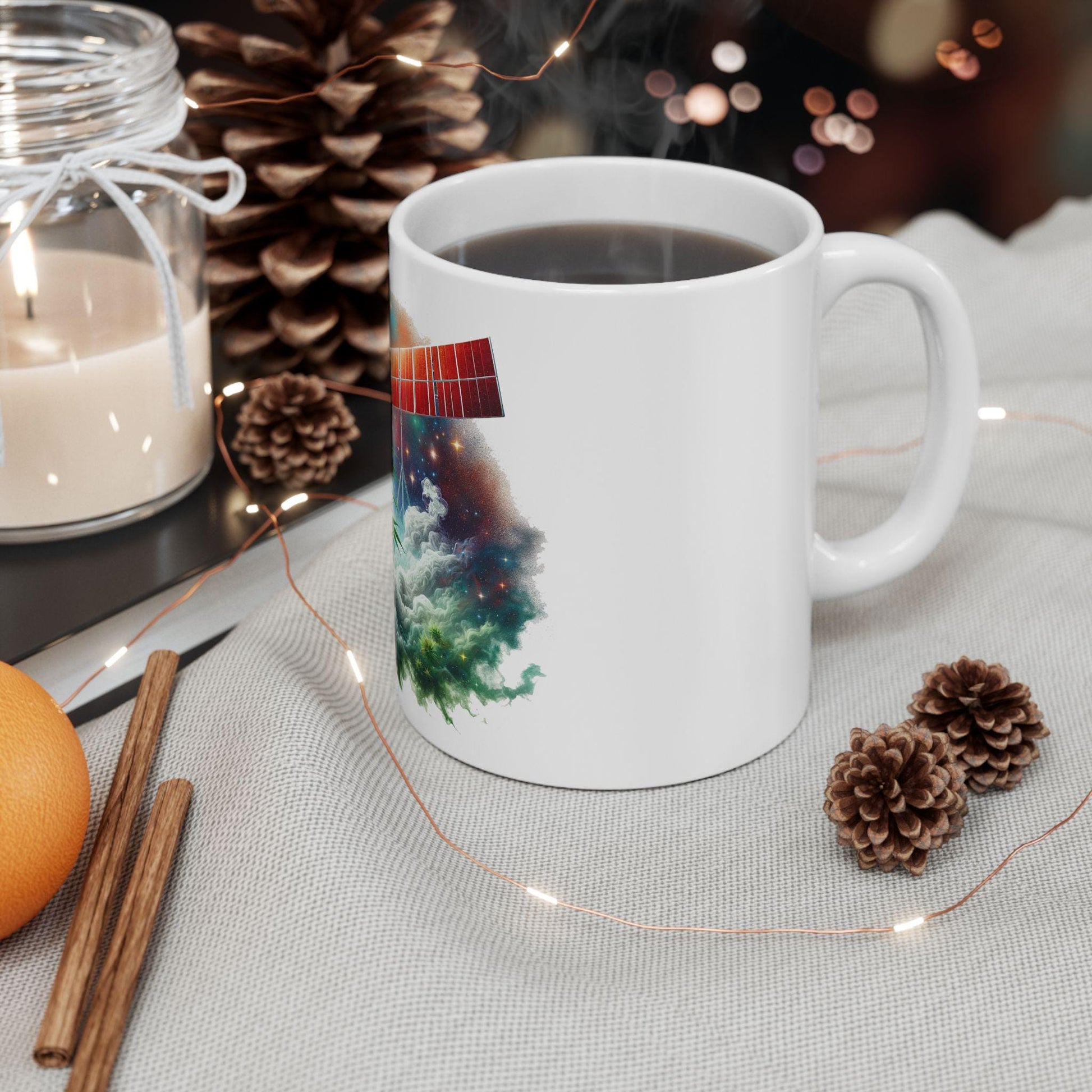 RED SATELLITE - (11oz) Weed Strain Themed Coffee Mugs - Perfect Gift for Stoners, Weed Mug for Cannabis Decor; 420 Space Wake & Bake Mug