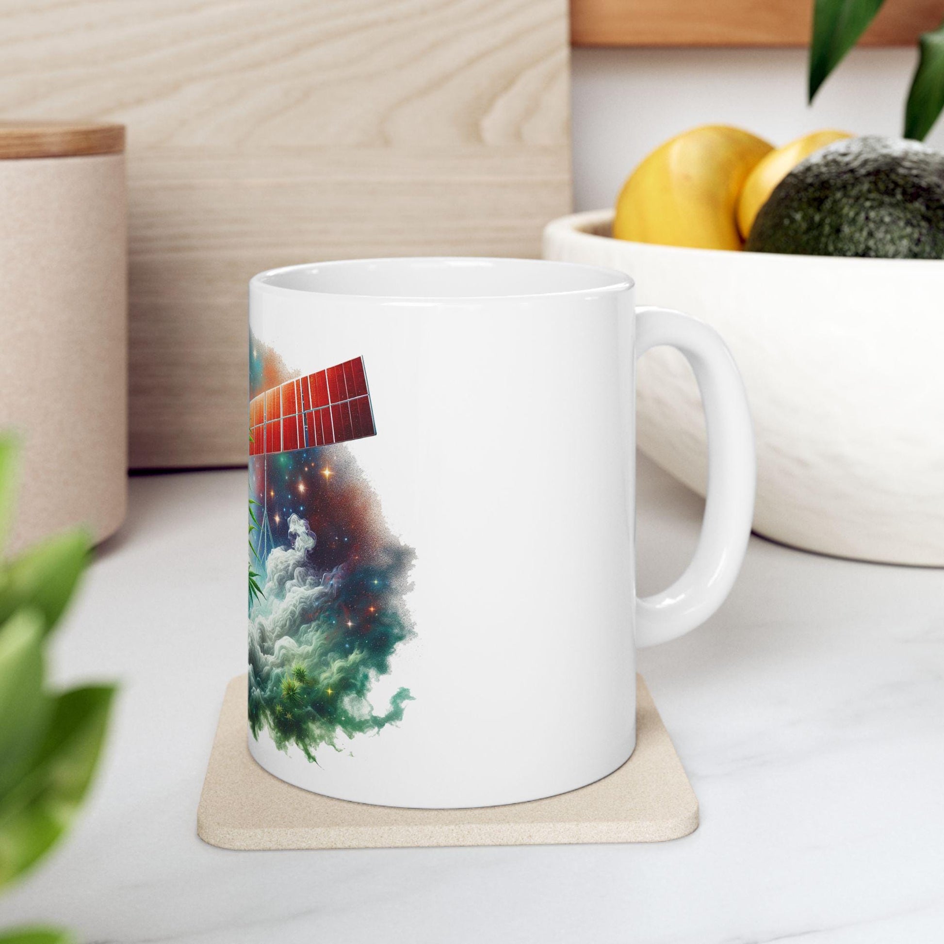 RED SATELLITE - (11oz) Weed Strain Themed Coffee Mugs - Perfect Gift for Stoners, Weed Mug for Cannabis Decor; 420 Space Wake & Bake Mug