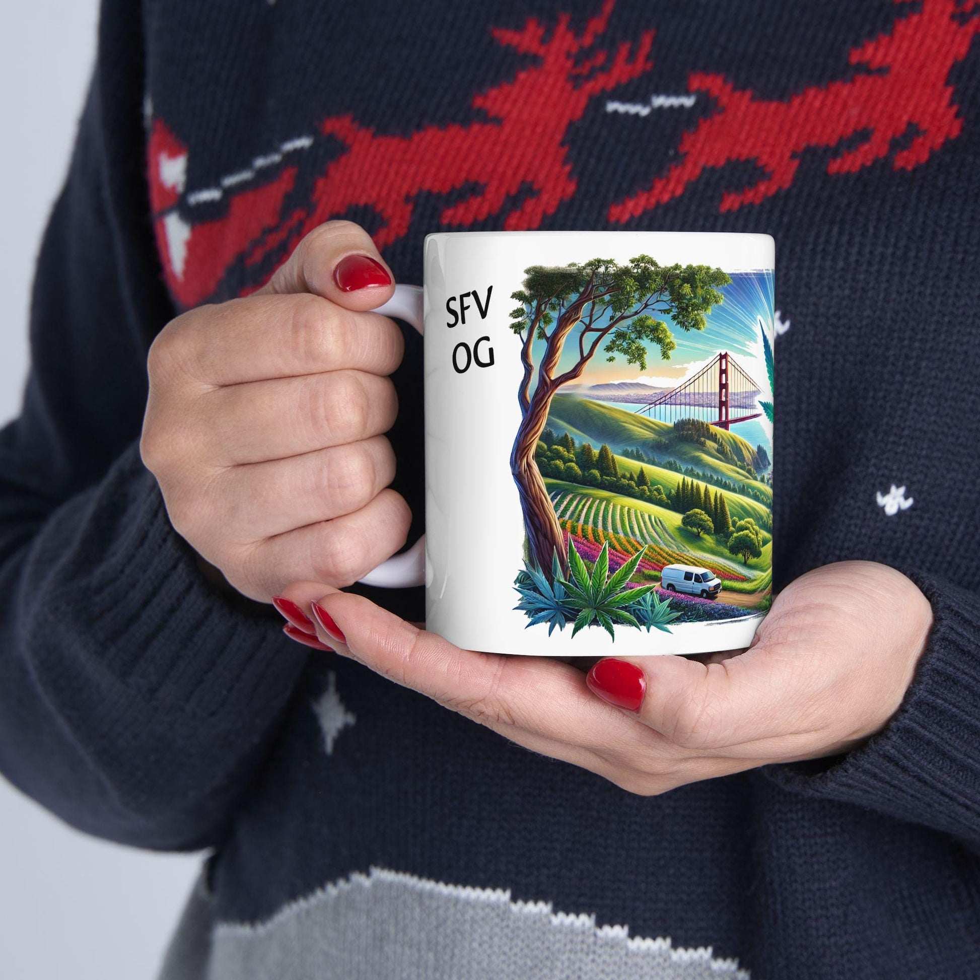 SFV OG - (11oz) Weed Strain Themed Coffee Mugs - Perfect Gift for Stoners, Weed Mug for Cannabis Decor; 420 Space Wake & Bake Mug