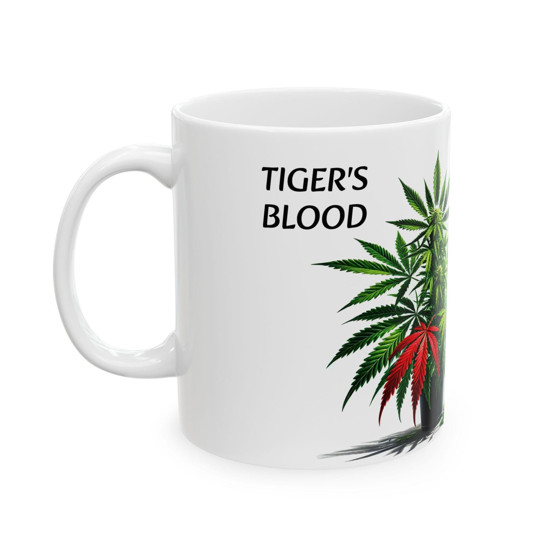 TIGER'S BLOOD - (11oz) Weed Strain Themed Coffee Mugs - Perfect Gift for Stoners, Weed Mug for Cannabis Decor; 420 Space Wake & Bake Mug