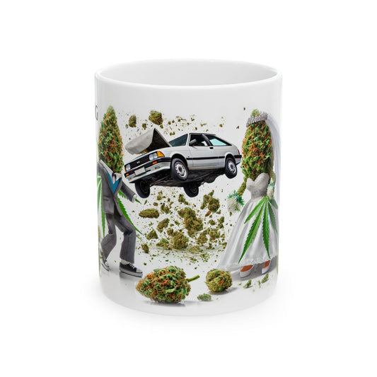 WEDDING CRASHER - (11oz) Weed Strain Themed Coffee Mugs - Perfect Gift for Stoners, Weed Mug for Cannabis Decor; 420 Wake & Bake Mug