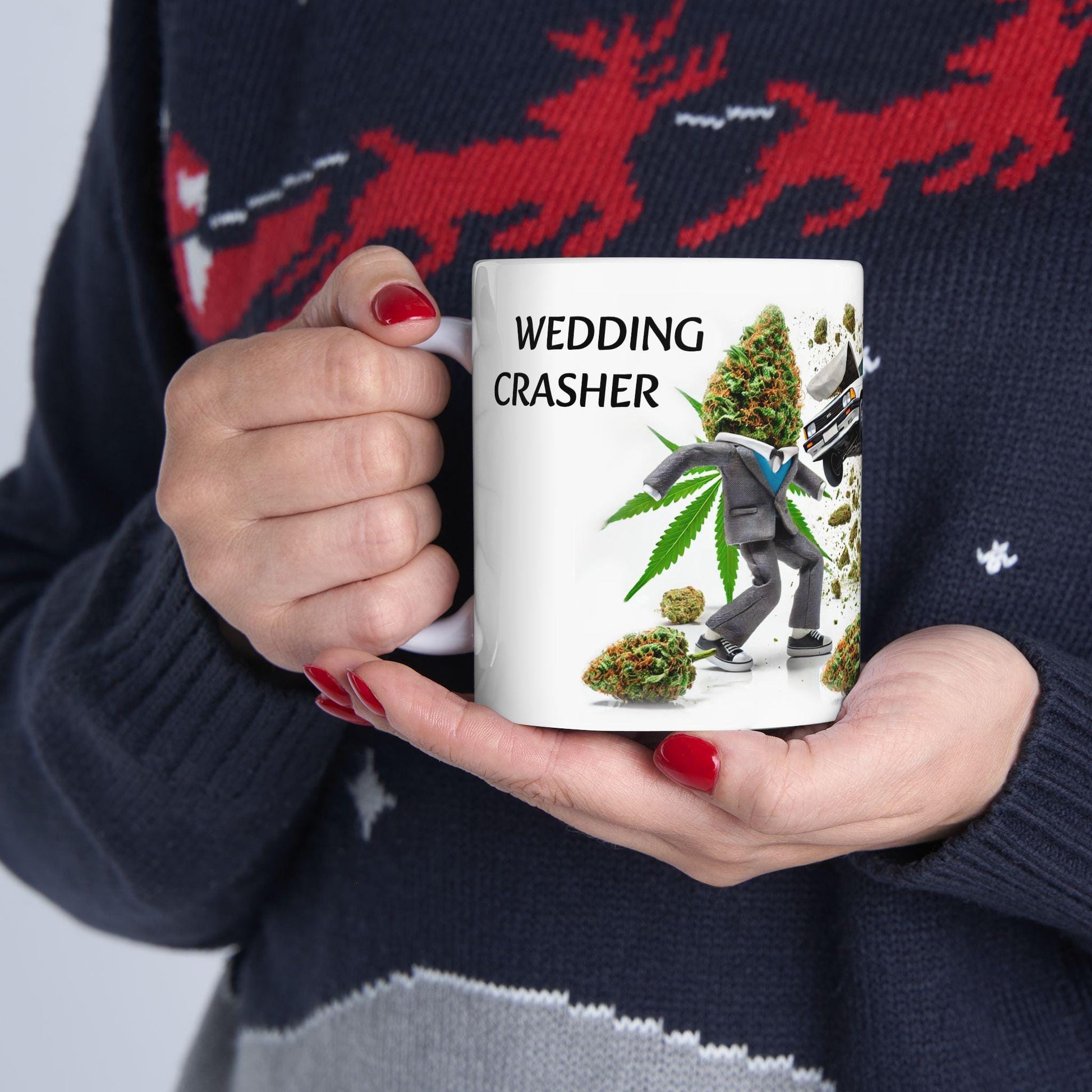 WEDDING CRASHER - (11oz) Weed Strain Themed Coffee Mugs - Perfect Gift for Stoners, Weed Mug for Cannabis Decor; 420 Wake & Bake Mug
