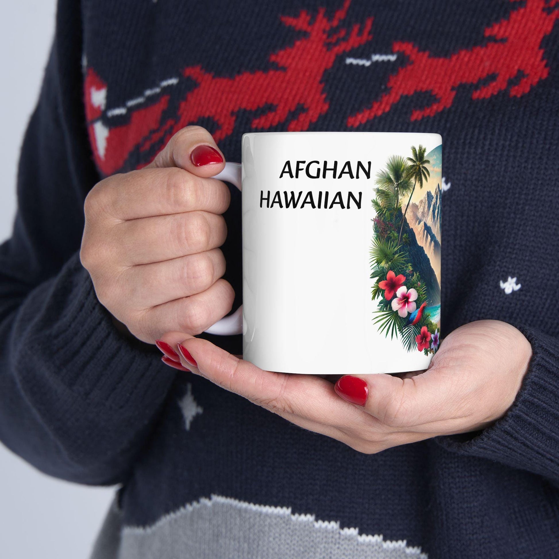 AFGHAN HAWAIIAN - (11oz) WEED Strain Themed Coffee Mugs - Perfect Gift for Smokers, Stoners/Smokers, Marijuana Lovers; Wake and Bake Mug