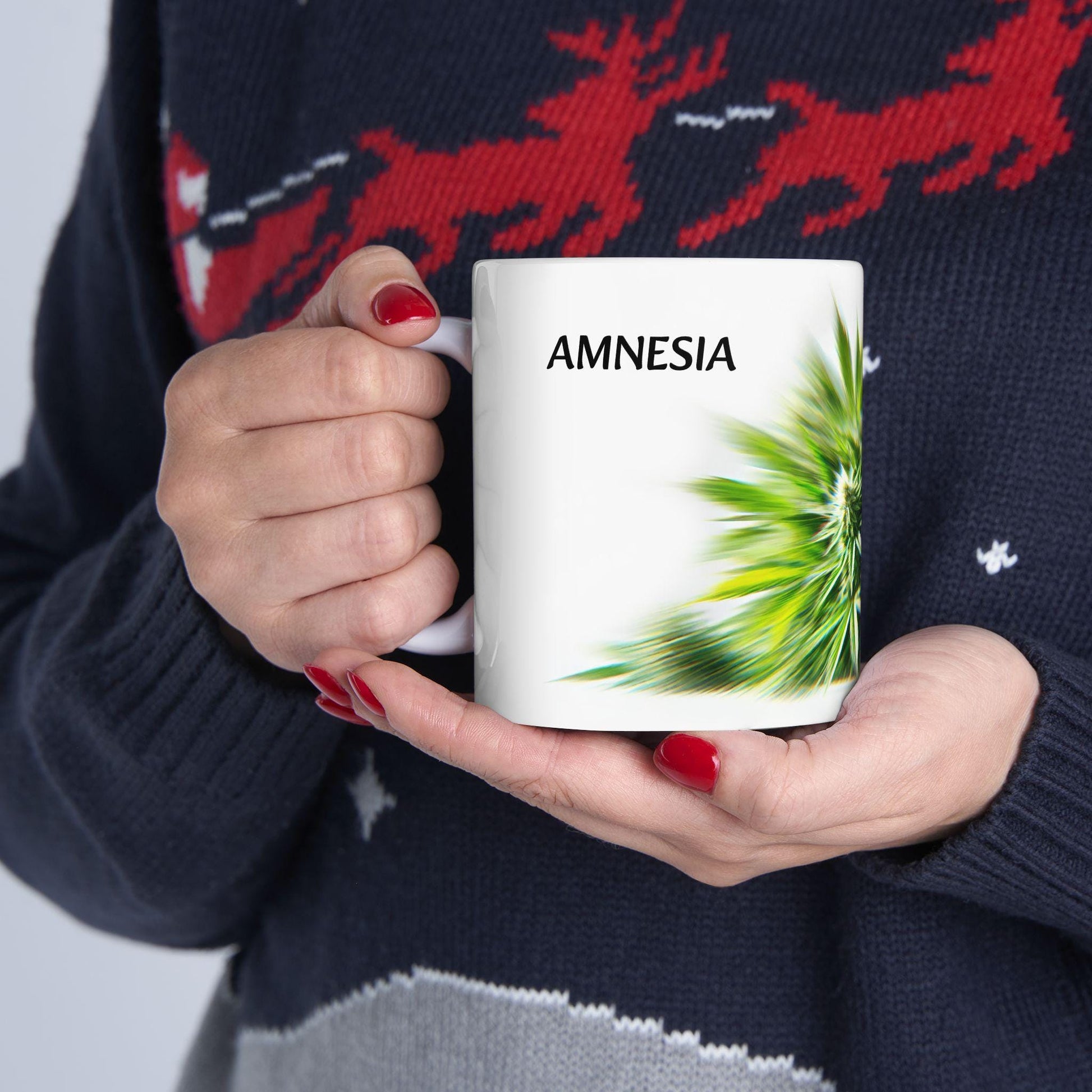 AMNESIA - (11oz) WEED Strain Themed Coffee Mugs - Perfect Gift for Smokers, Stoners/Smokers, Marijuana Lovers; Funny Wake and Bake Mug