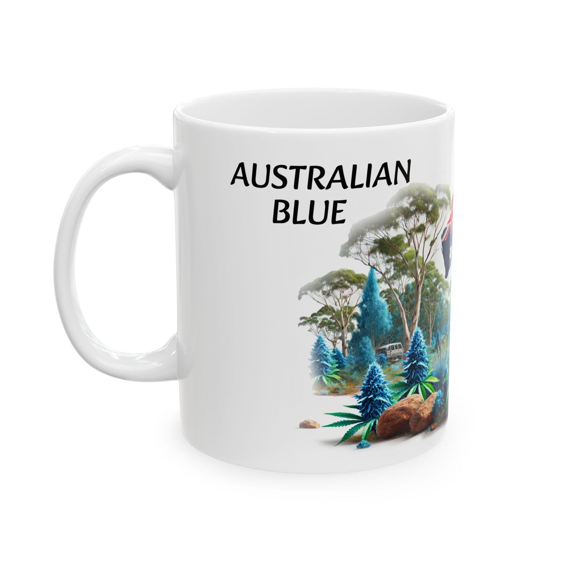 AUSTRALIAN BLUE - (11oz) WEED Strain Themed Coffee Mugs - Perfect Gift for Stoners/Smokers, Weed Mug for Marijuana Lovers; Wake and Bake Mug