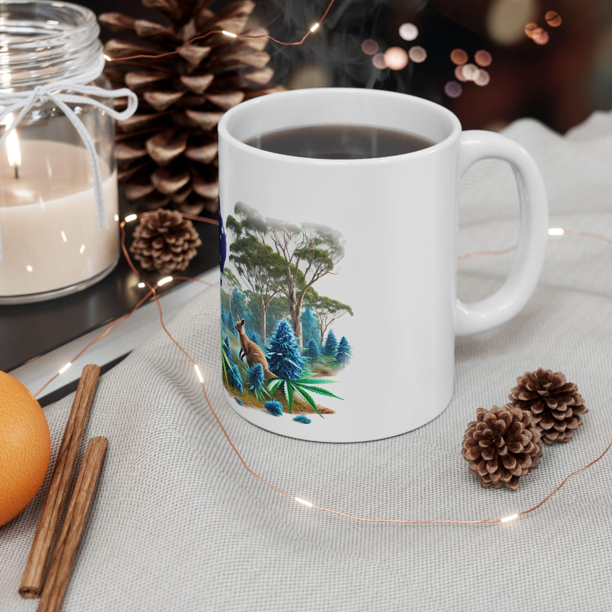 AUSTRALIAN BLUE - (11oz) WEED Strain Themed Coffee Mugs - Perfect Gift for Stoners/Smokers, Weed Mug for Marijuana Lovers; Wake and Bake Mug