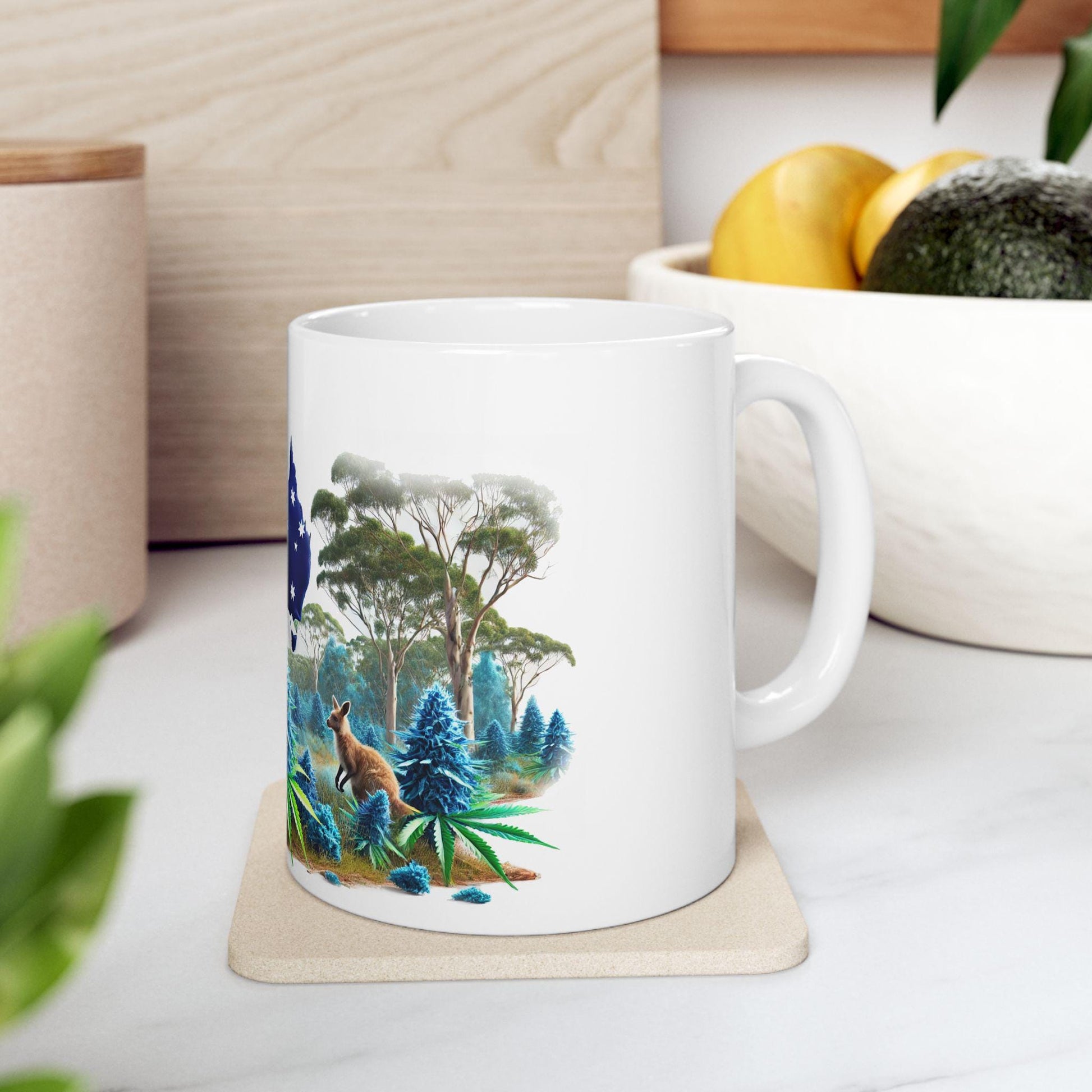 AUSTRALIAN BLUE - (11oz) WEED Strain Themed Coffee Mugs - Perfect Gift for Stoners/Smokers, Weed Mug for Marijuana Lovers; Wake and Bake Mug