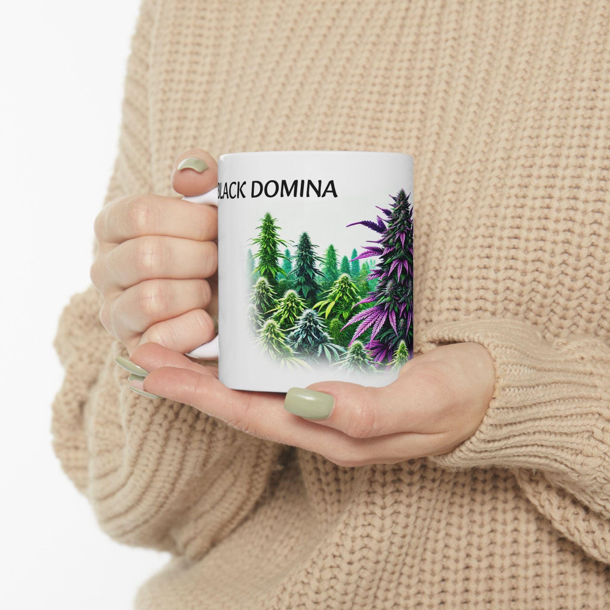 BLACK DOMINA - (11oz) WEED Strain Themed Coffee Mugs - Perfect Gift for Stoners/Smoker, Weed Mug for Marijuana Lovers; Funny Wake & Bake Mug