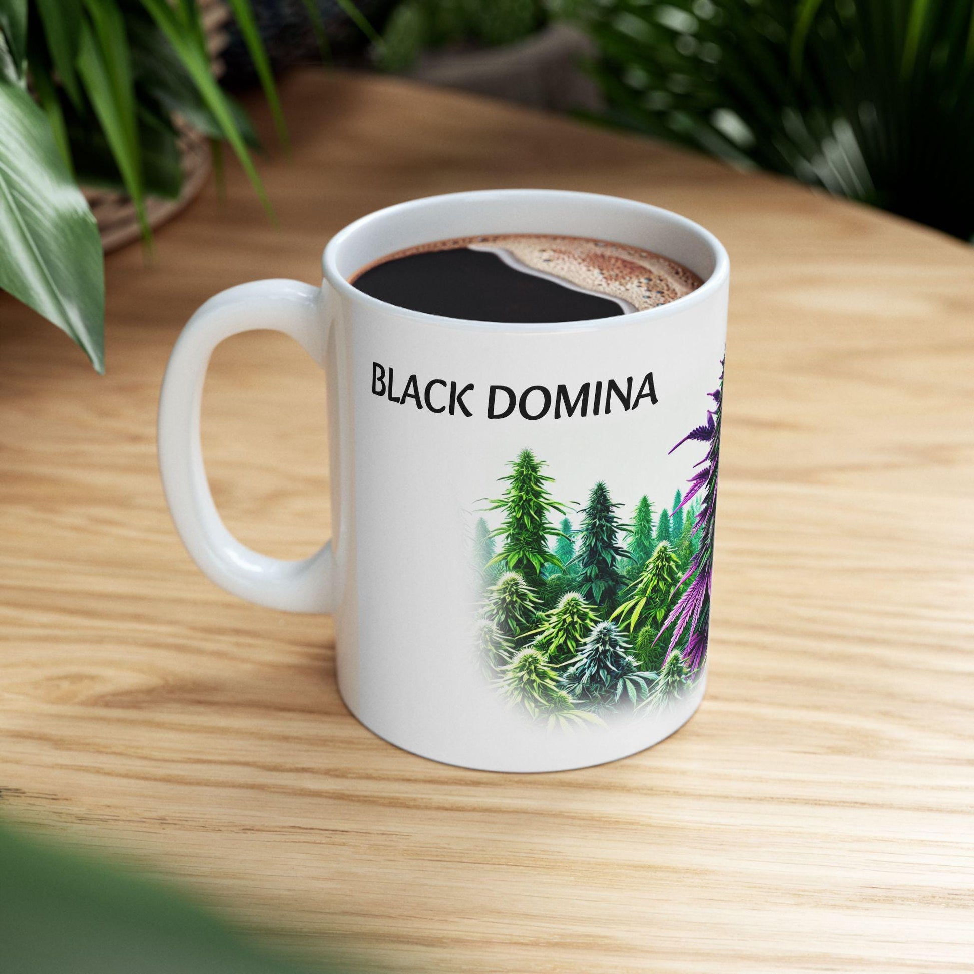 BLACK DOMINA - (11oz) WEED Strain Themed Coffee Mugs - Perfect Gift for Stoners/Smoker, Weed Mug for Marijuana Lovers; Funny Wake & Bake Mug