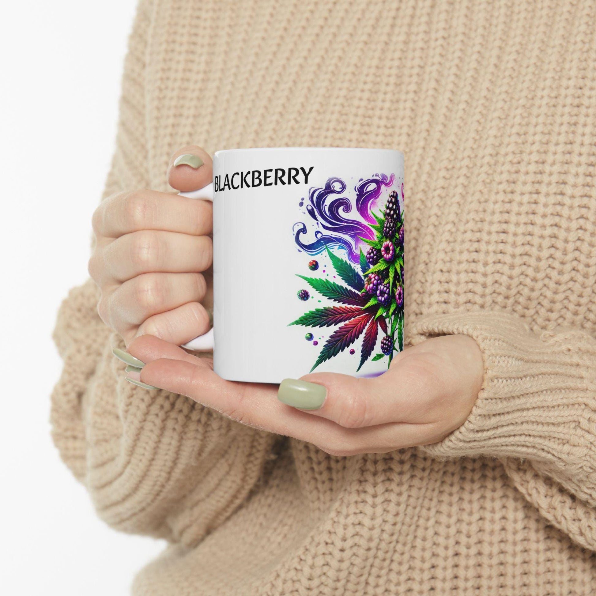 BLACKBERRY - (11oz) WEED Strain Themed Coffee Mugs - Perfect Gift for Stoners/Smokers, Weed Mug for Marijuana Lovers; Funny Wake & Bake Mug