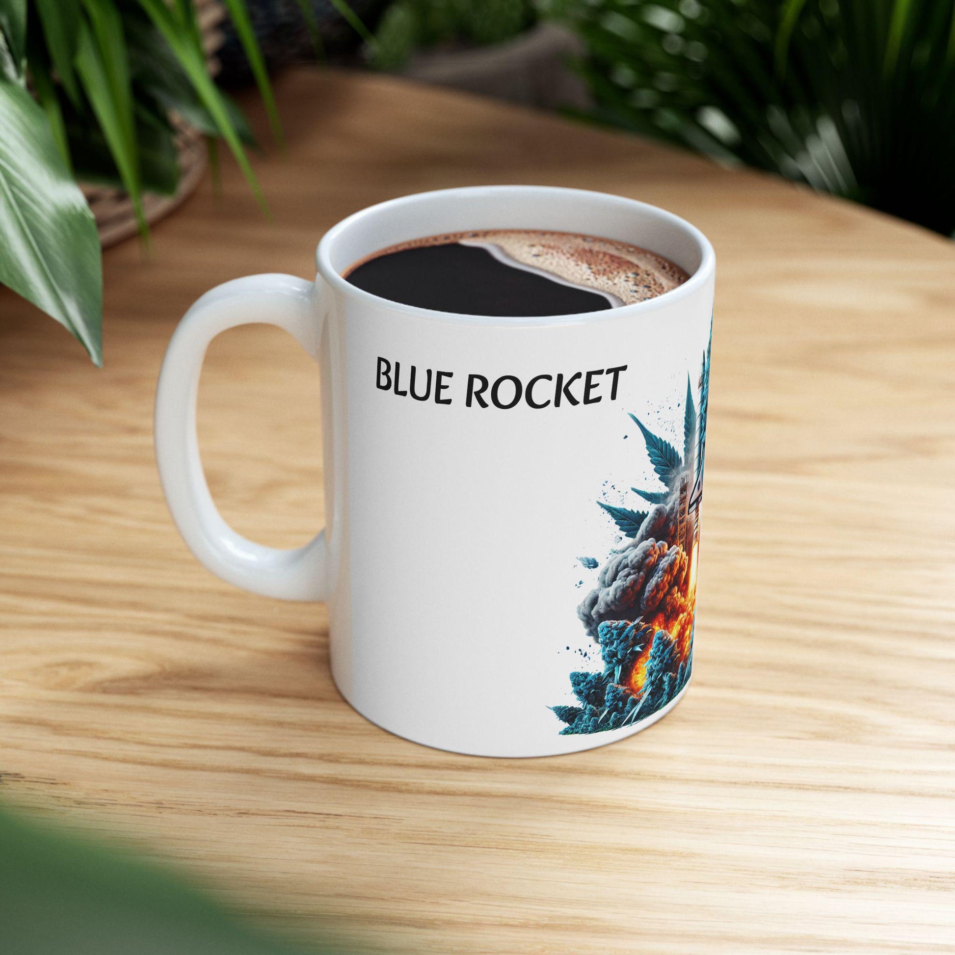 BLUE ROCKET - (11oz) WEED Strain Themed Coffee Mugs - Perfect Gift for Stoners/Smoker, Weed Mug for Marijuana Lovers; Funny Wake & Bake Mug