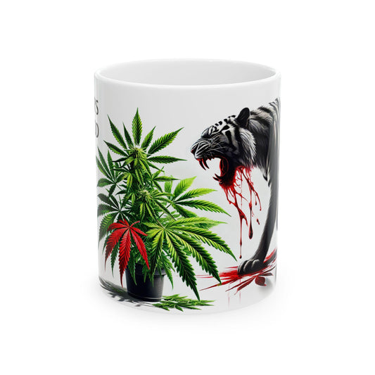 TIGER'S BLOOD - (11oz) Weed Strain Themed Coffee Mugs - Perfect Gift for Stoners, Weed Mug for Cannabis Decor; 420 Space Wake & Bake Mug