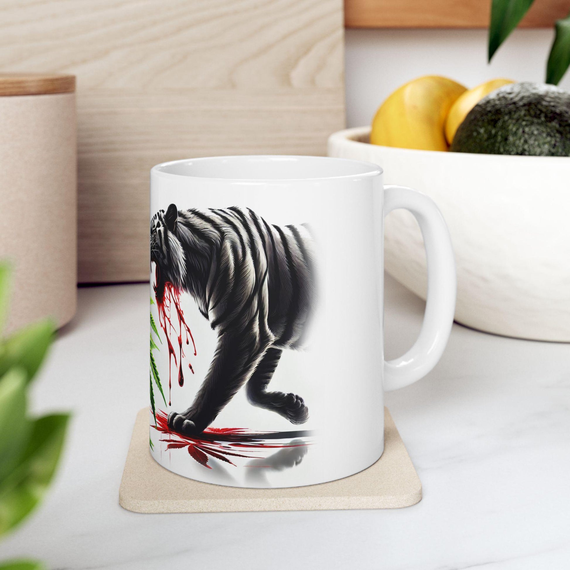 TIGER'S BLOOD - (11oz) Weed Strain Themed Coffee Mugs - Perfect Gift for Stoners, Weed Mug for Cannabis Decor; 420 Space Wake & Bake Mug