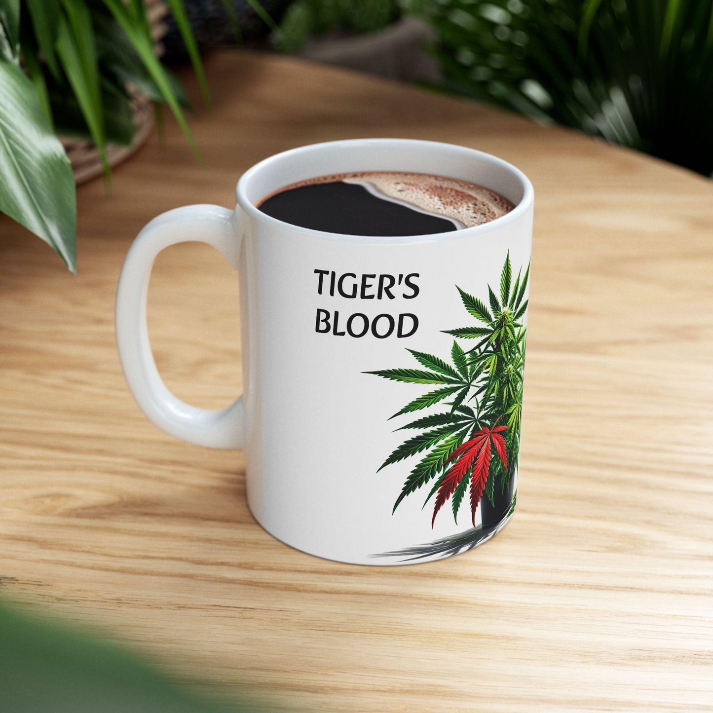 TIGER'S BLOOD - (11oz) Weed Strain Themed Coffee Mugs - Perfect Gift for Stoners, Weed Mug for Cannabis Decor; 420 Space Wake & Bake Mug