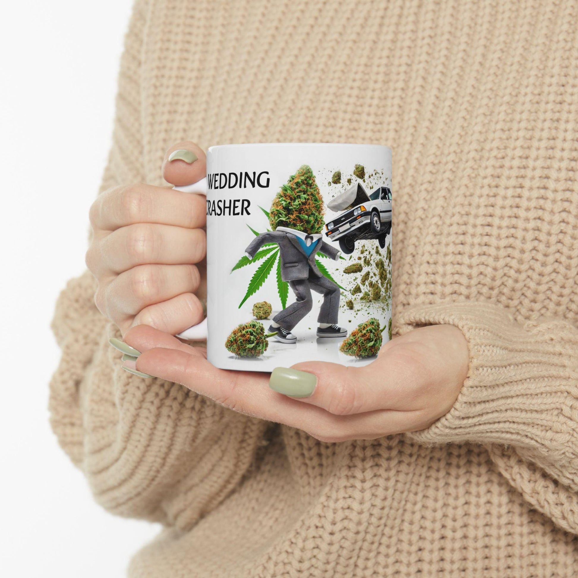 WEDDING CRASHER - (11oz) Weed Strain Themed Coffee Mugs - Perfect Gift for Stoners, Weed Mug for Cannabis Decor; 420 Wake & Bake Mug