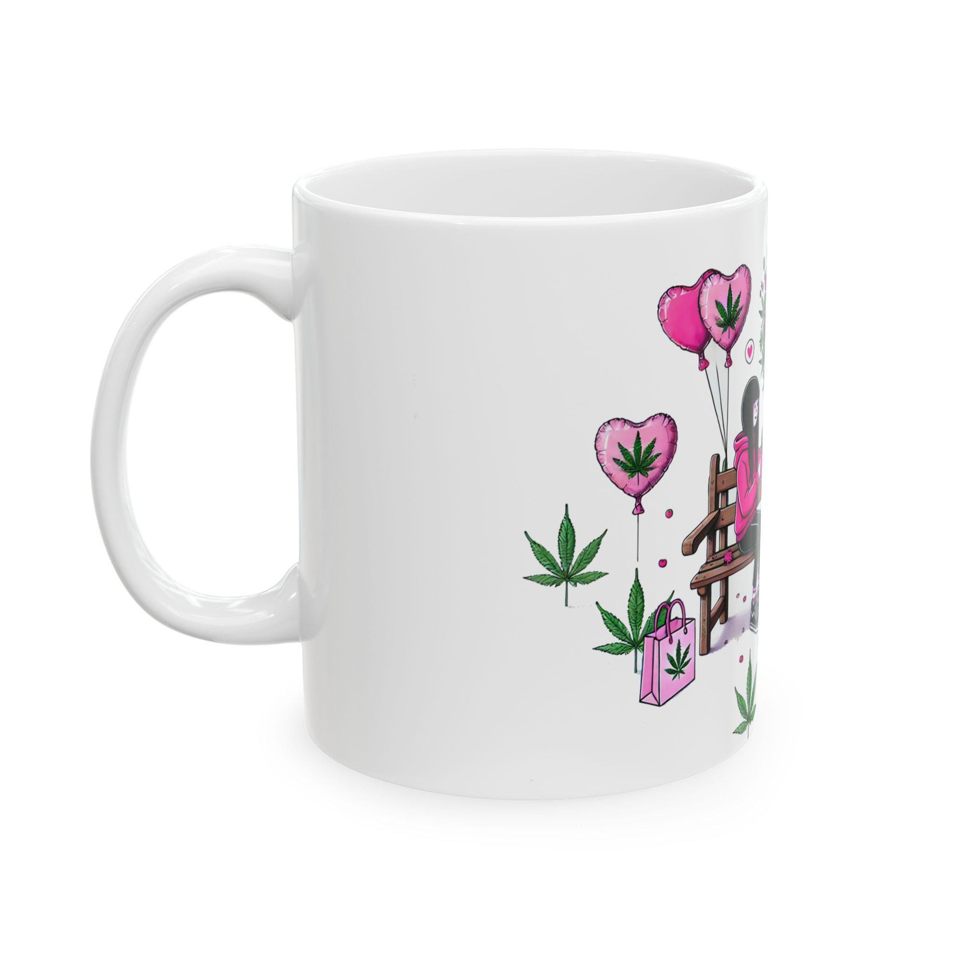 420 VALENTINES DAY - Weed Coffee Mug (11oz) - Stoner Gift for Girl Couples, Gift for Girlfriend; Wake & Bake / Stoner Valentine Day Mug