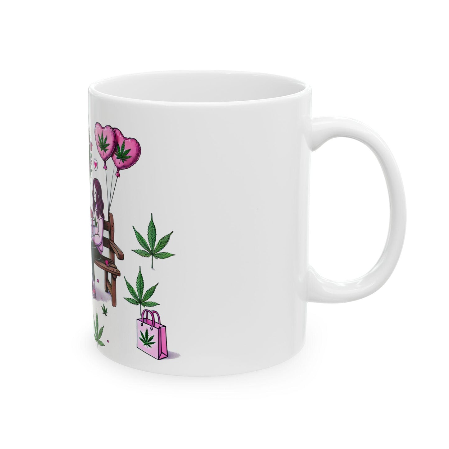 420 VALENTINES DAY - Weed Coffee Mug (11oz) - Stoner Gift for Girl Couples, Gift for Girlfriend; Wake & Bake / Stoner Valentine Day Mug