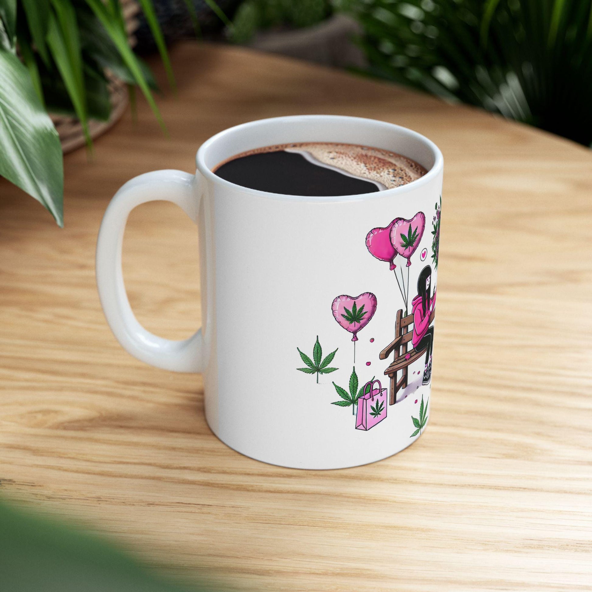 420 VALENTINES DAY - Weed Coffee Mug (11oz) - Stoner Gift for Girl Couples, Gift for Girlfriend; Wake & Bake / Stoner Valentine Day Mug