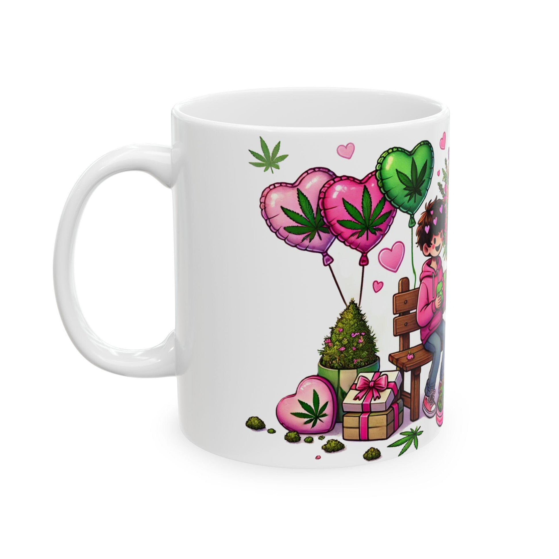 420 VALENTINES DAY - Weed Coffee Mug (11oz) - Gift for Boy Couples, Gift for Boyfriend; Wake & Bake / Stoner Valentine Day Mug - Gay Gift