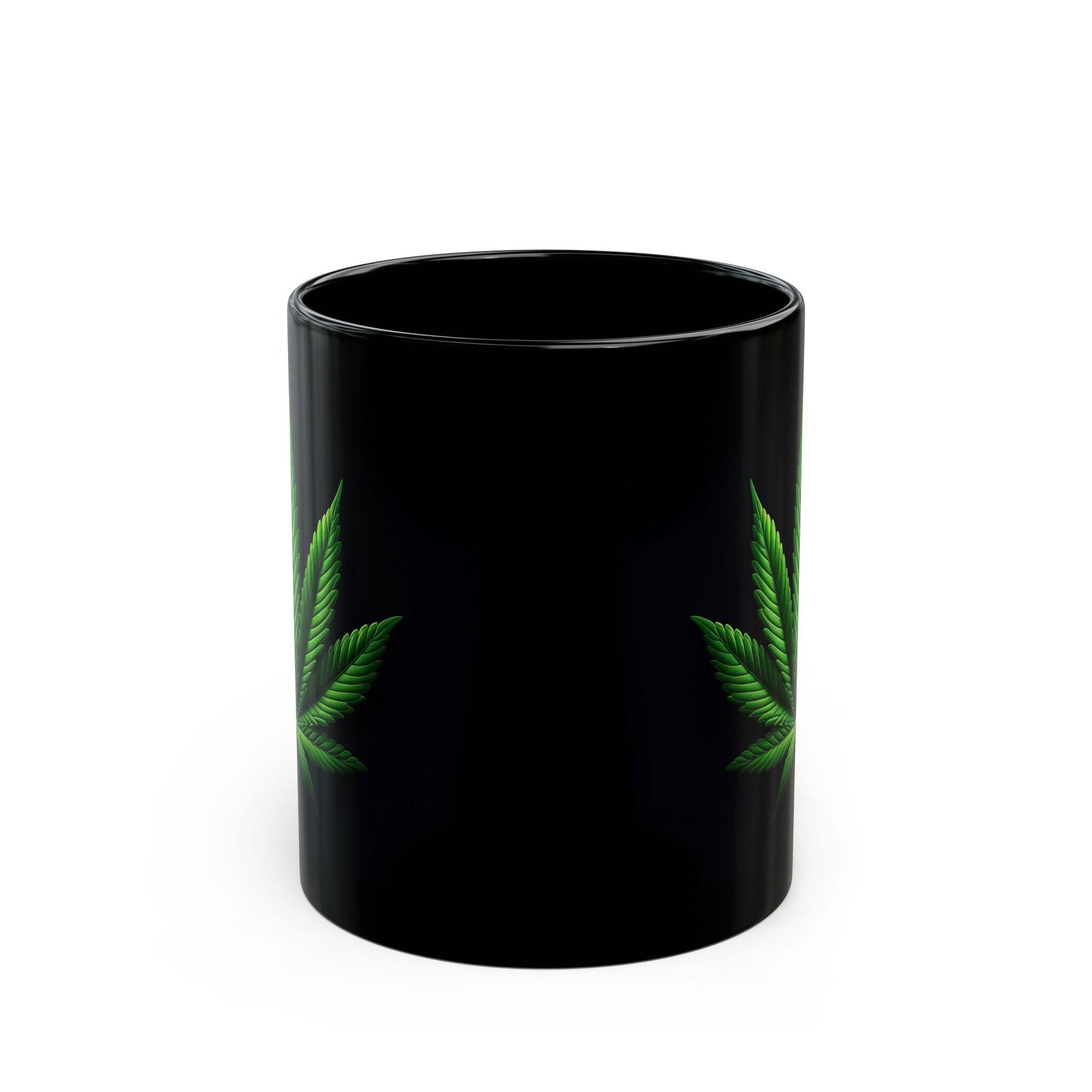 POT LEAF - BLACK Weed Themed Coffee Mugs, Weed Lovers, Perfect Gift for Smokers, Stoners, Growers.