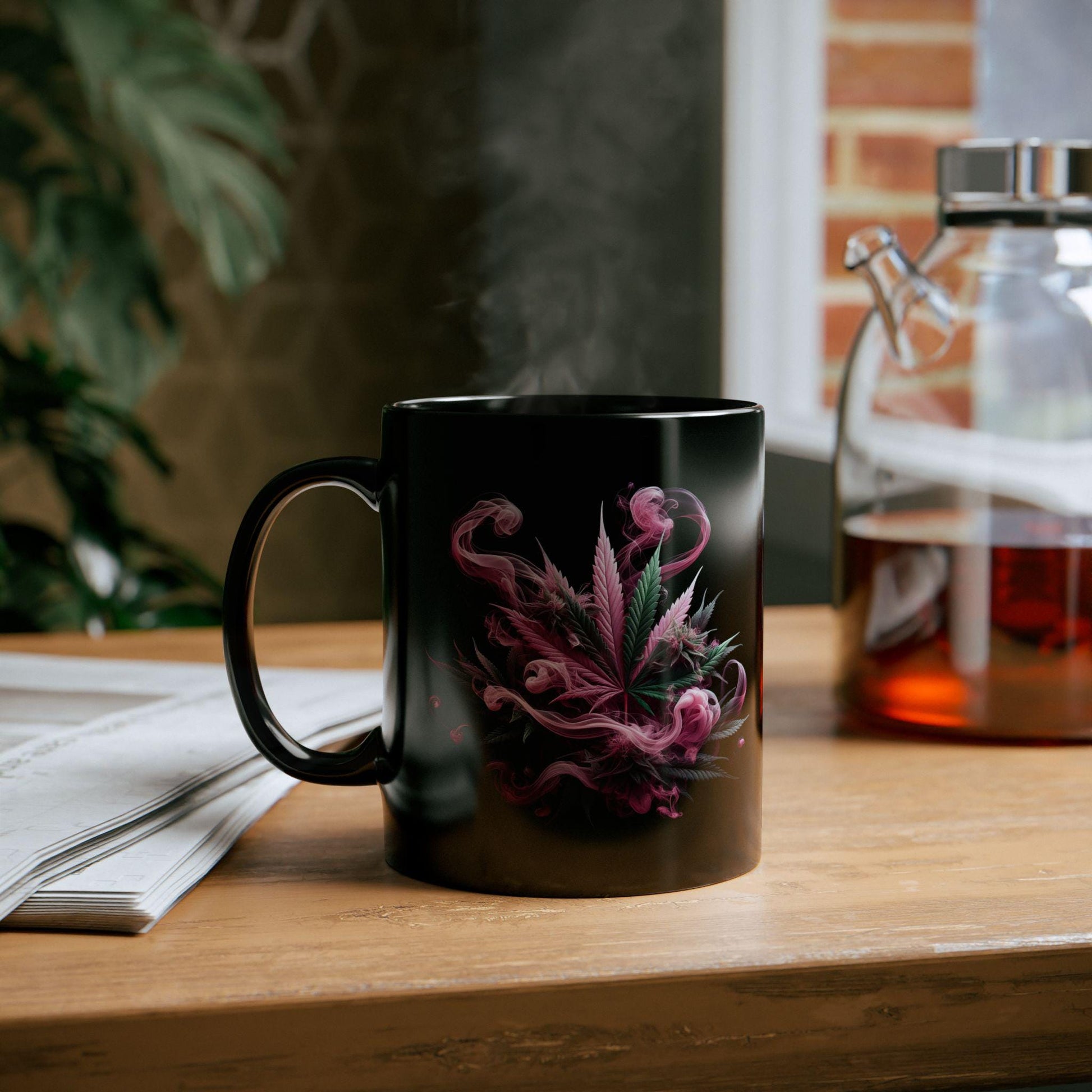 PINK SMOKE - BLACK Coffee Mugs Weed Themed, Marijuana Lovers, Perfect Gift for Smokers, Stoners, Growers.