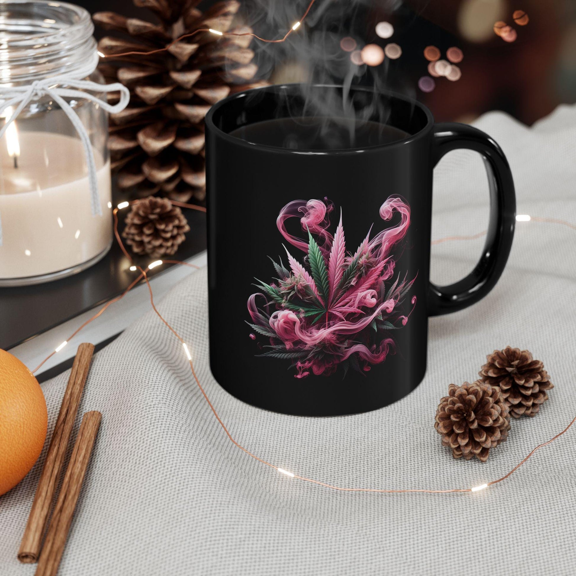 PINK SMOKE - BLACK Coffee Mugs Weed Themed, Marijuana Lovers, Perfect Gift for Smokers, Stoners, Growers.